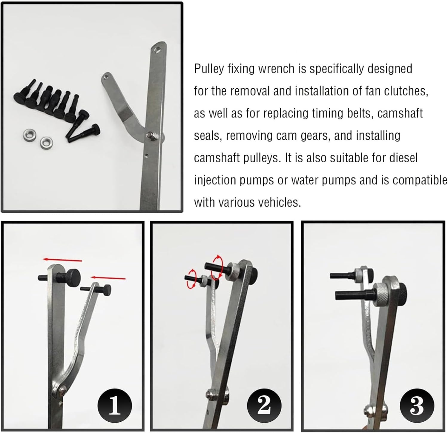 Camshaft Sprocket Locking Ergonomic Handle Designs Camshaft Pulley Fixation for Efficient Engine Timing Belt Service Pulley Set Metal Service Handle