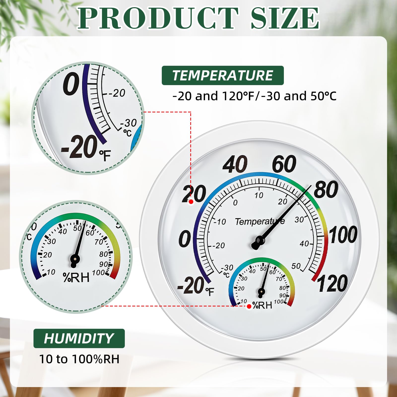 Weewooday 3 termometri 2 in 1 per interni ed esterni, mini igrometro per temperatura e umidità, monitor per casa, ufficio, parete (bianco, 15,2 cm)