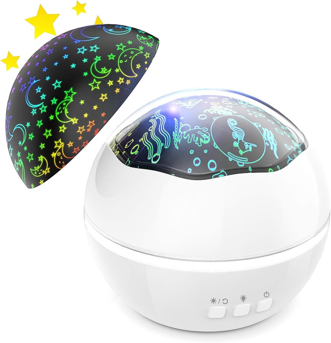 TONDOZEN Night Light Projector, Star Projector 8 Colors Lighting Modes 360° Rotating LED Night Lights for Toddlers Baby Kids Room Nursery Gift 2 in 1 Ocean and Starry Bedside Lamp