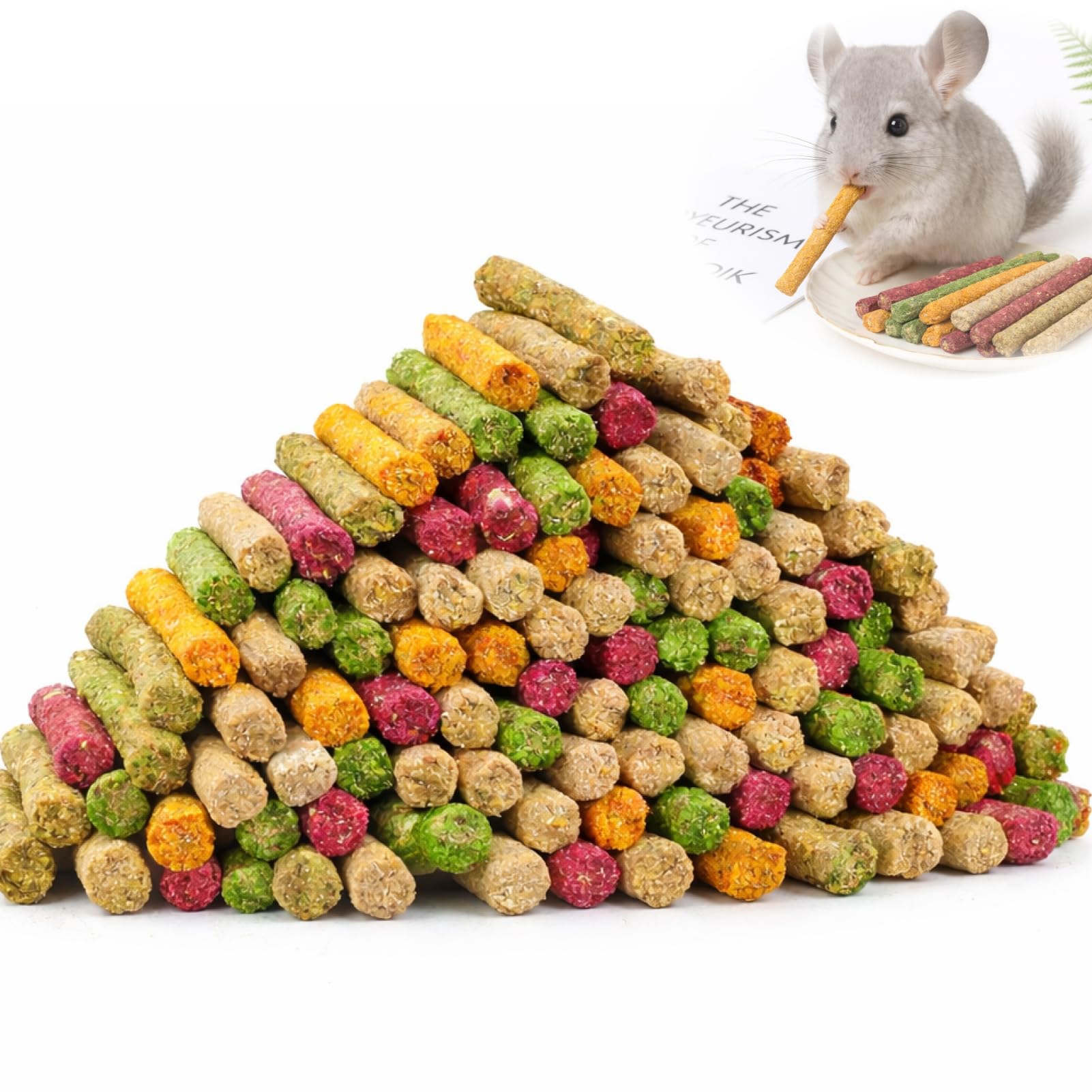 120g słomy Timothy z bambusa i jabłoni dla królików, słomy Timothy w kształcie patyków do żucia dla królików, chomików, świnek morskich i szynszyli