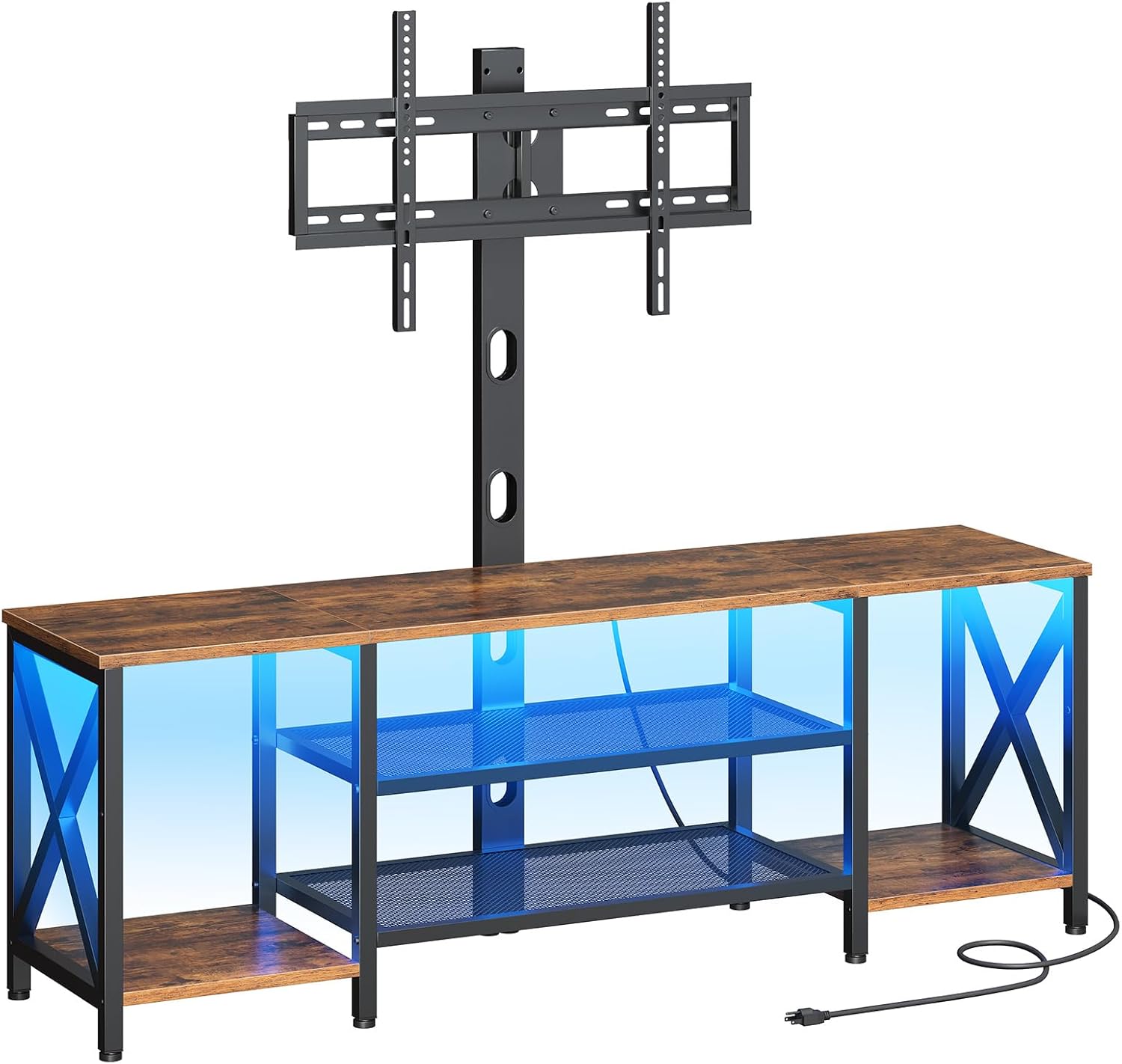 HOOBRO TV Stand with Mount and Power Outlet, LED Entertainment Center with Swivel Mount for 32/45/55/60/65/70/75 inch TVs, 3-Tier Storage Shelf for Living Room, Bedroom, Rustic Brown BF46UDDS01 - Image 9