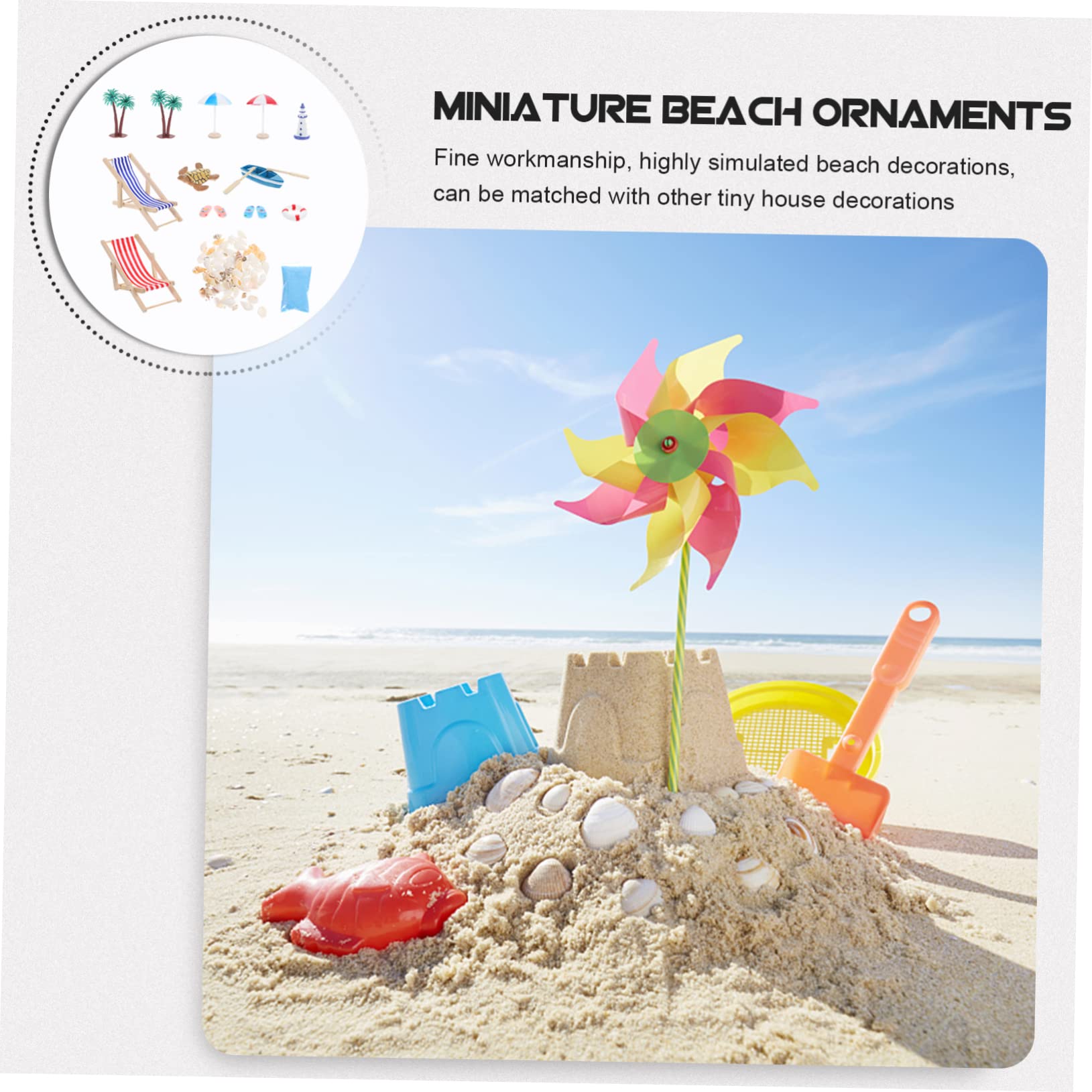 Set 29 Mini Decorazioni Spiaggia – Ombrelloni, Sedie, Palme, Conchiglie – Per Terrari, Diy, Torte E Diorami - 2