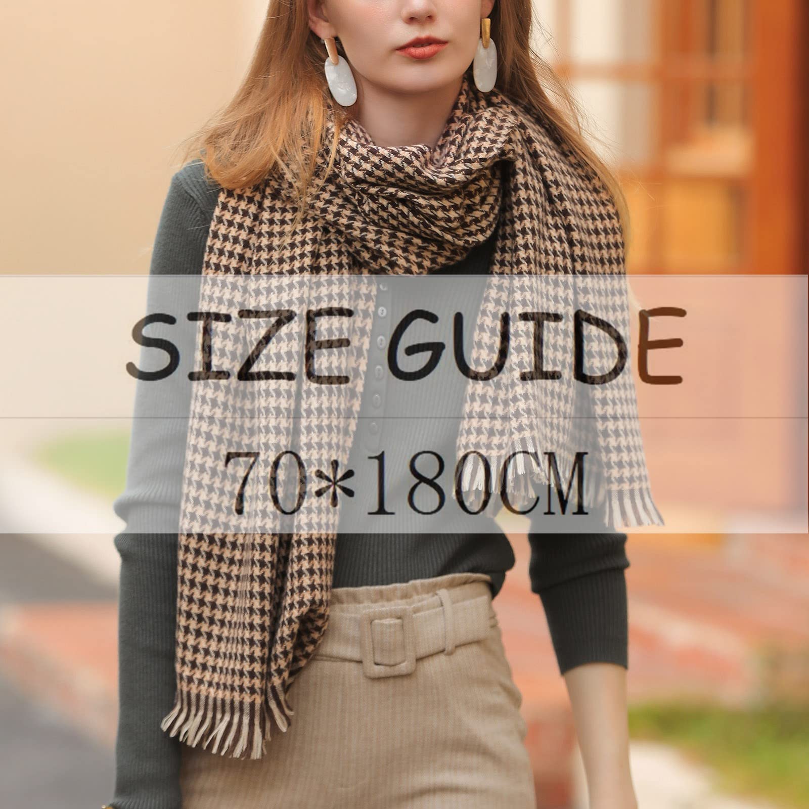 Sciarpa di design da donna Grande Pashmina di lana di cashmere Sciarpa invernale grande ed elegante Foulard caldo Stola scialle morbida e leggera Nero (A TO)