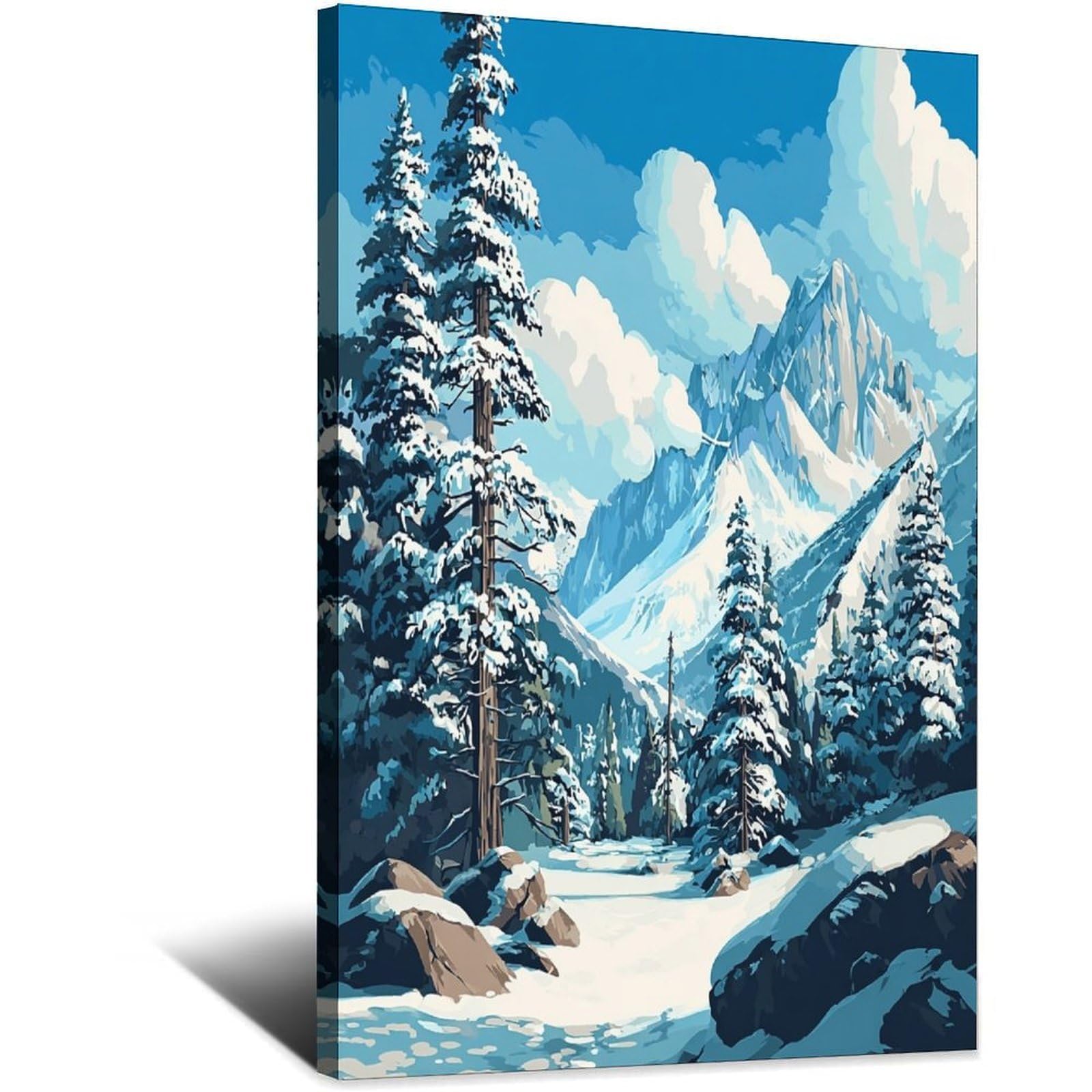 CFXNGA Chamonix Ski Poster 20x30inch(50x75cm) Vintage Watercolor Canvas Art