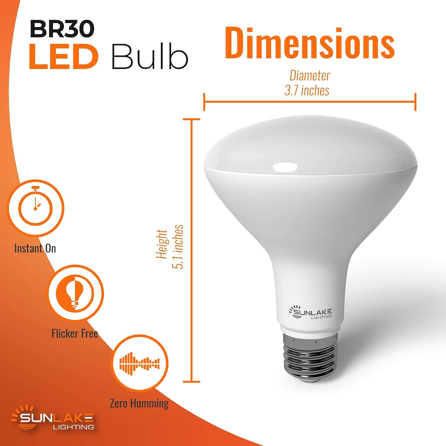 SunLake 12 Pack BR30 led Flood Light Bulbs 8 Watt (65 Watt Equivalent), Dimmable Recessed Led Can Light Bulbs 5000K Daylight, E26 Base, Energy Efficient- UL & Energy Star