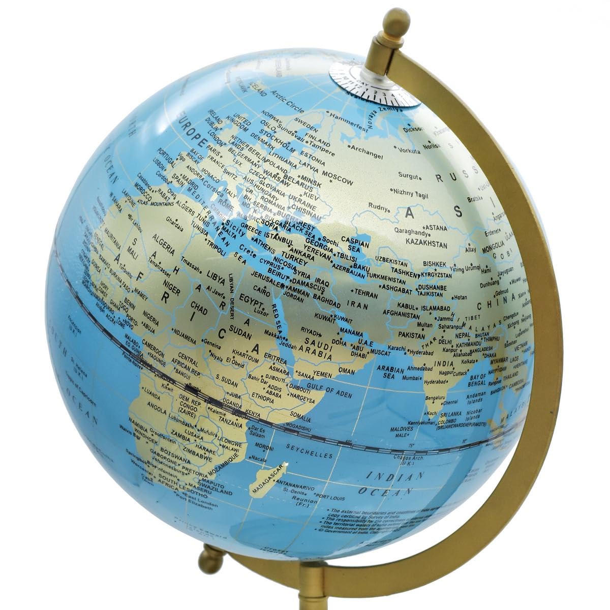 Aadya Crafts Blue World Globe 8 Inch With Metal Arc Gold Metal Base Educational Globe Home Decor World Globe Office Decor Gift Item Show Piece WGDB8IN 1