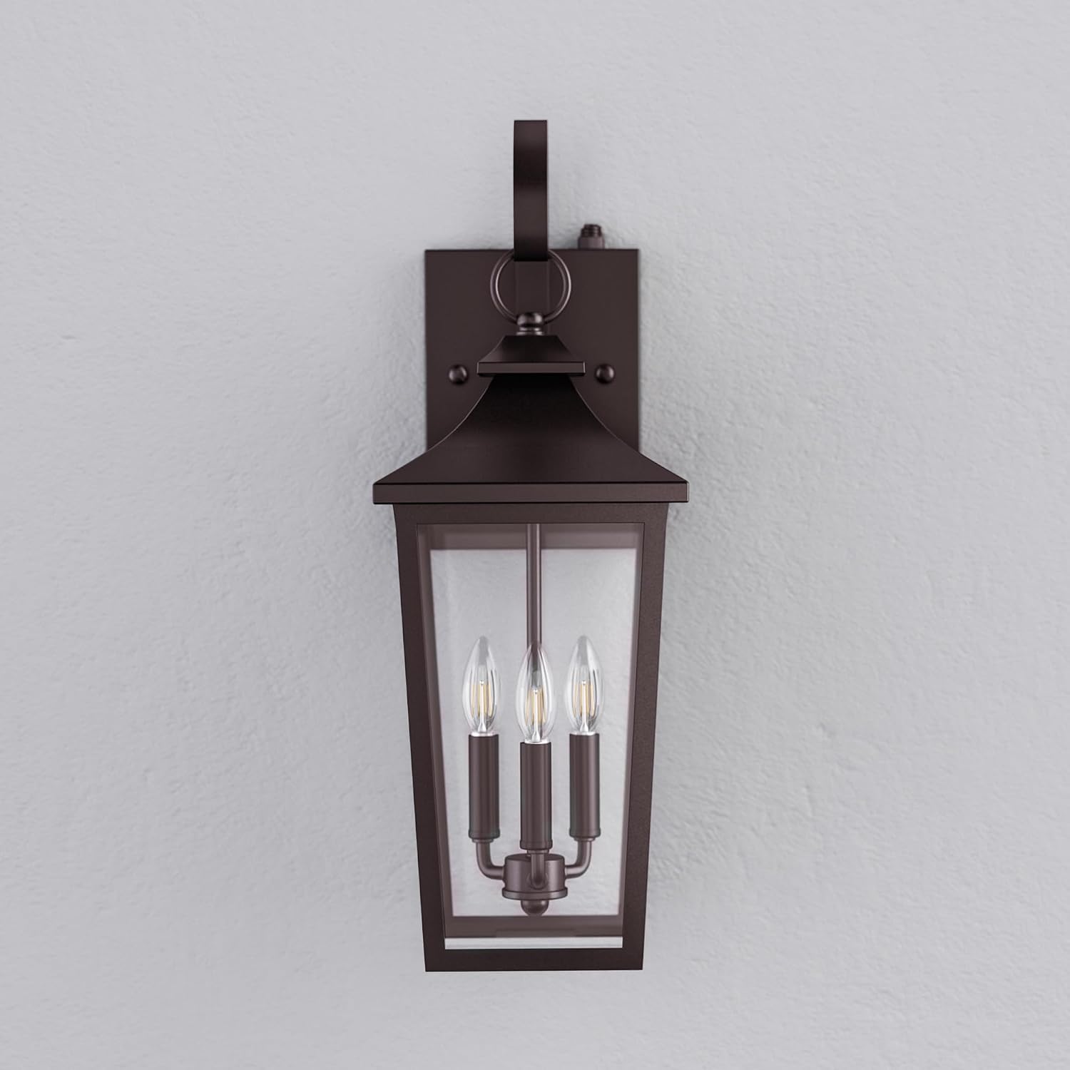 Maxax Dusk to Dawn Outdoor Wall Light, 26" Modern Oil Rubbed Bronze Outside Wall Sconce, 3-Light Exterior Light Fixture Wall Mount, Waterproof Porch Light for Patio House Garage