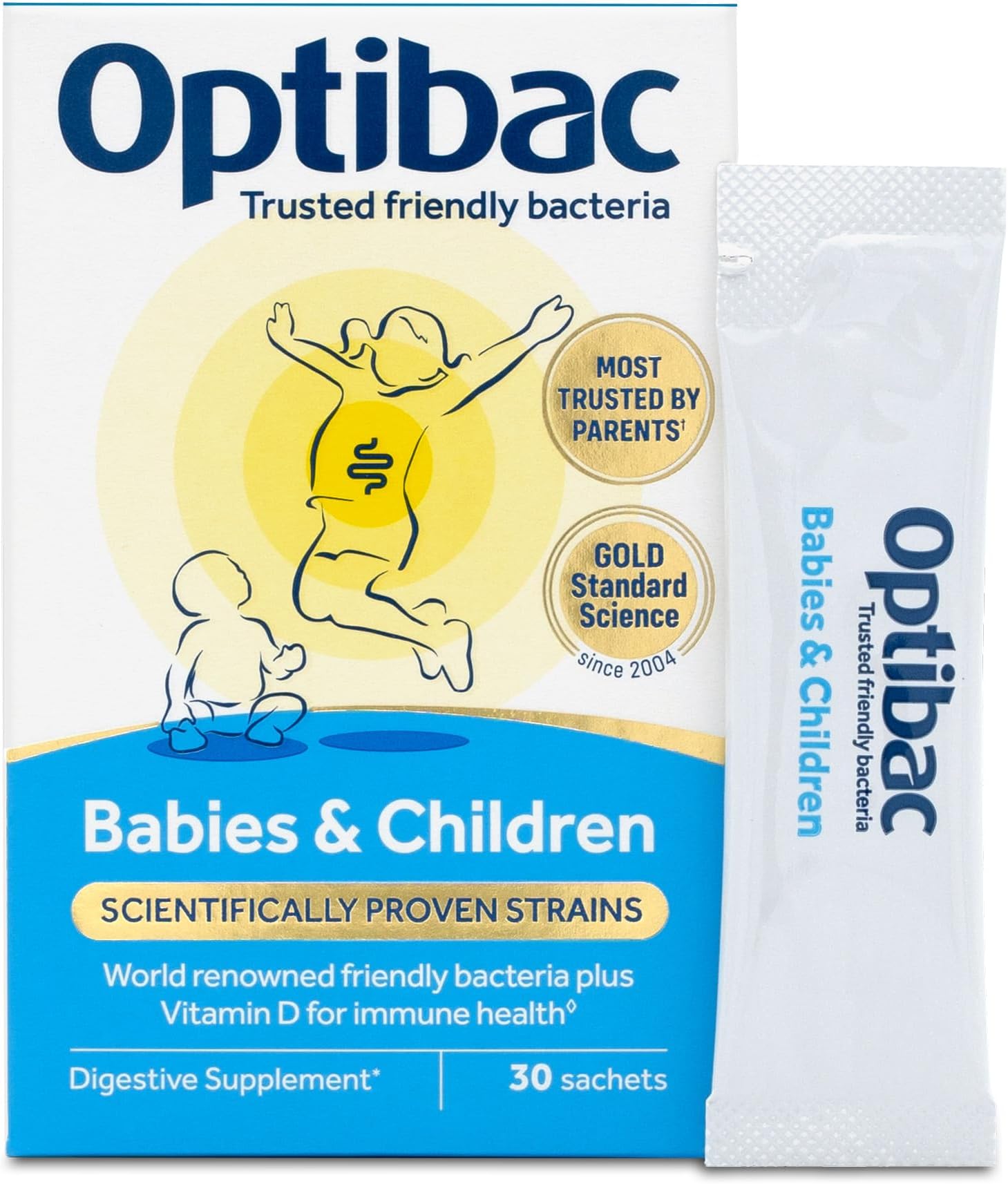 Optibac Probiotics Babies & Children - Kids Probiotic + Vitamin D for Immune Support - Most Trusted By Parents - 30 Sachets