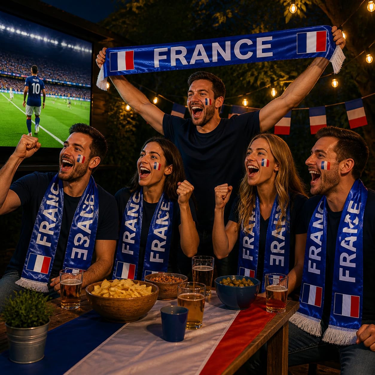 YESAH Écharpe de Supporter France Coupe du Monde 2026, Polyester Recto Verso Drapeau