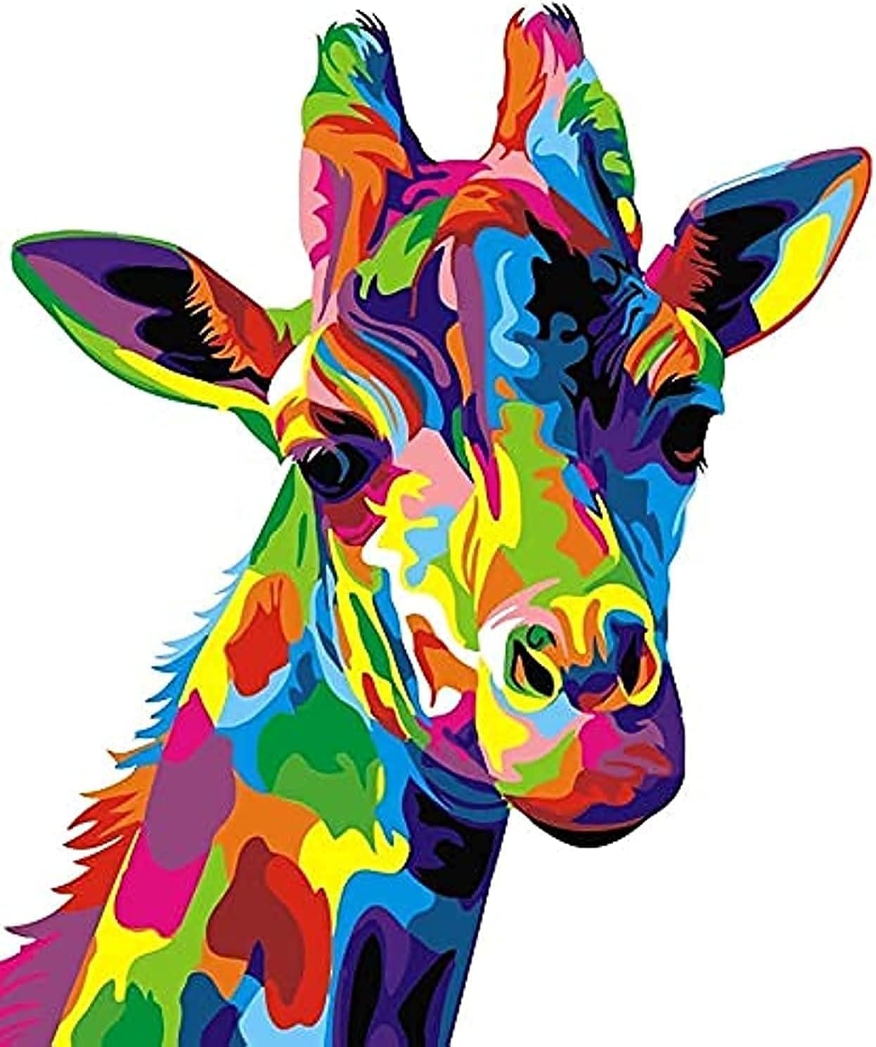 Paint By Numbers For Adults And Kids Diy Oil Painting Gift Kits Pre-Printed 16 X 20 Inch Canvas - Colorful Giraffe Frameless