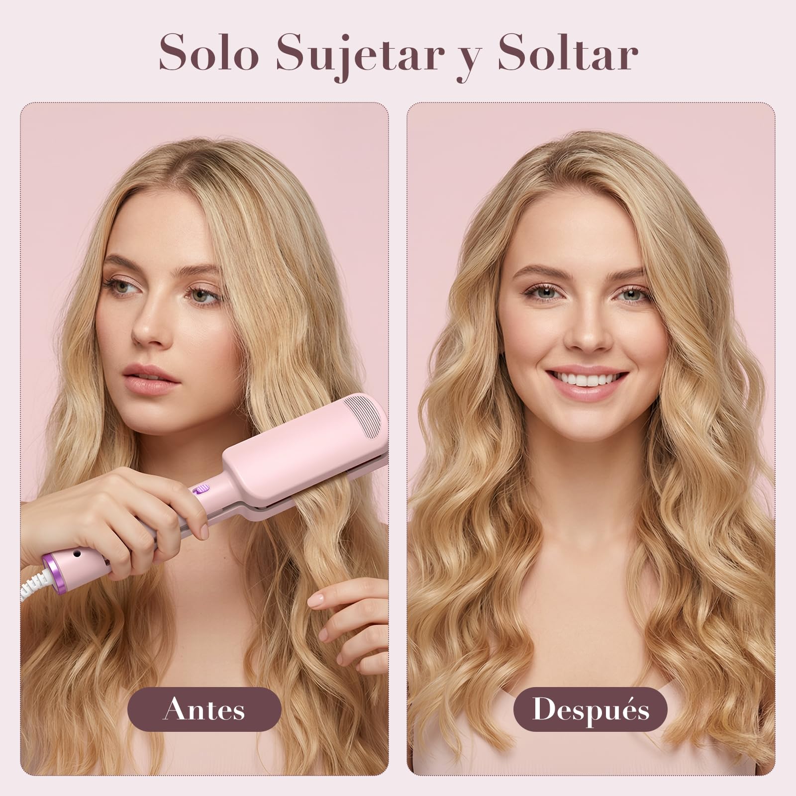 AISEELY Rizador de Pelo, 32 MM Rizador Pelo Ondas, 3 Barriles Ondulador de Pelo Iónico, 4 Temperatura Ajustable 140°C y 220°C, Anti-Escaldaduras Rizador Francés, Plancha Ondas para Principiantes