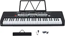 VEDO Teclado Eletrônico 61 Teclas - Piano Digital Portátil com Suporte para Partituras, Ideal para Iniciantes, Crianças e Adultos, Teclas Sensíveis ao Toque e Iluminadas, 200 Ritmos, 70 Músicas Demo