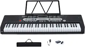 VEDO Teclado Eletrônico 61 Teclas - Piano Digital Portátil com Suporte para Partituras, Ideal para Iniciantes, Crianças e Adultos, Teclas Sensíveis ao Toque e Iluminadas, 200 Ritmos, 70 Músicas Demo