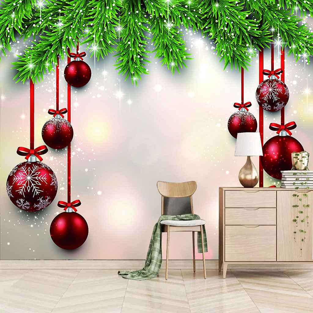 Poster personnalisé 3D Noël rouge pour décorer un bureau sans abîmer les murs
