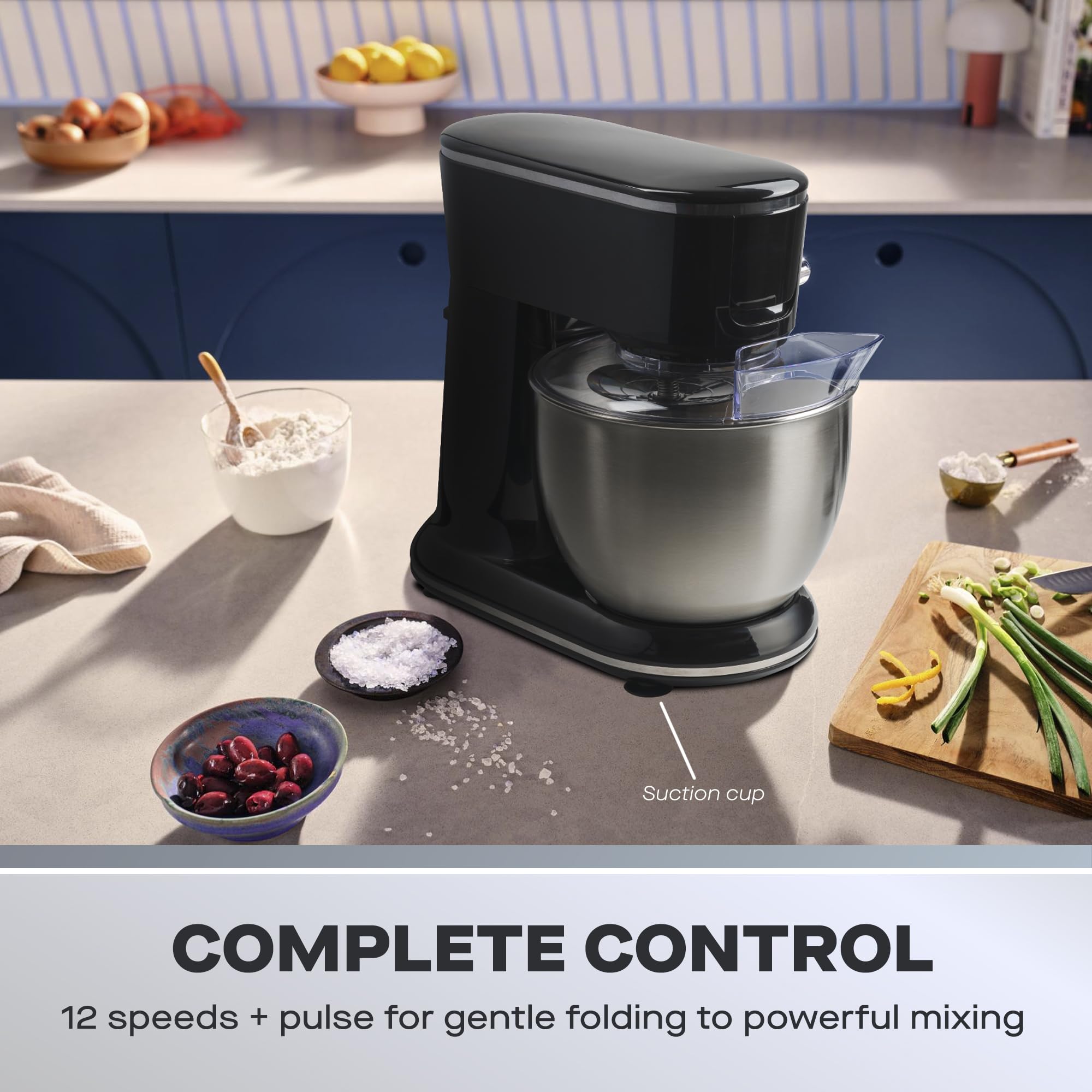 Batteur Sur Pied Daewoo 3,5L - Bol Inox, 12 Vitesses + Fonction Pulse - Inclus Fouet, Crochet Pétrin Et Batteur Plat
