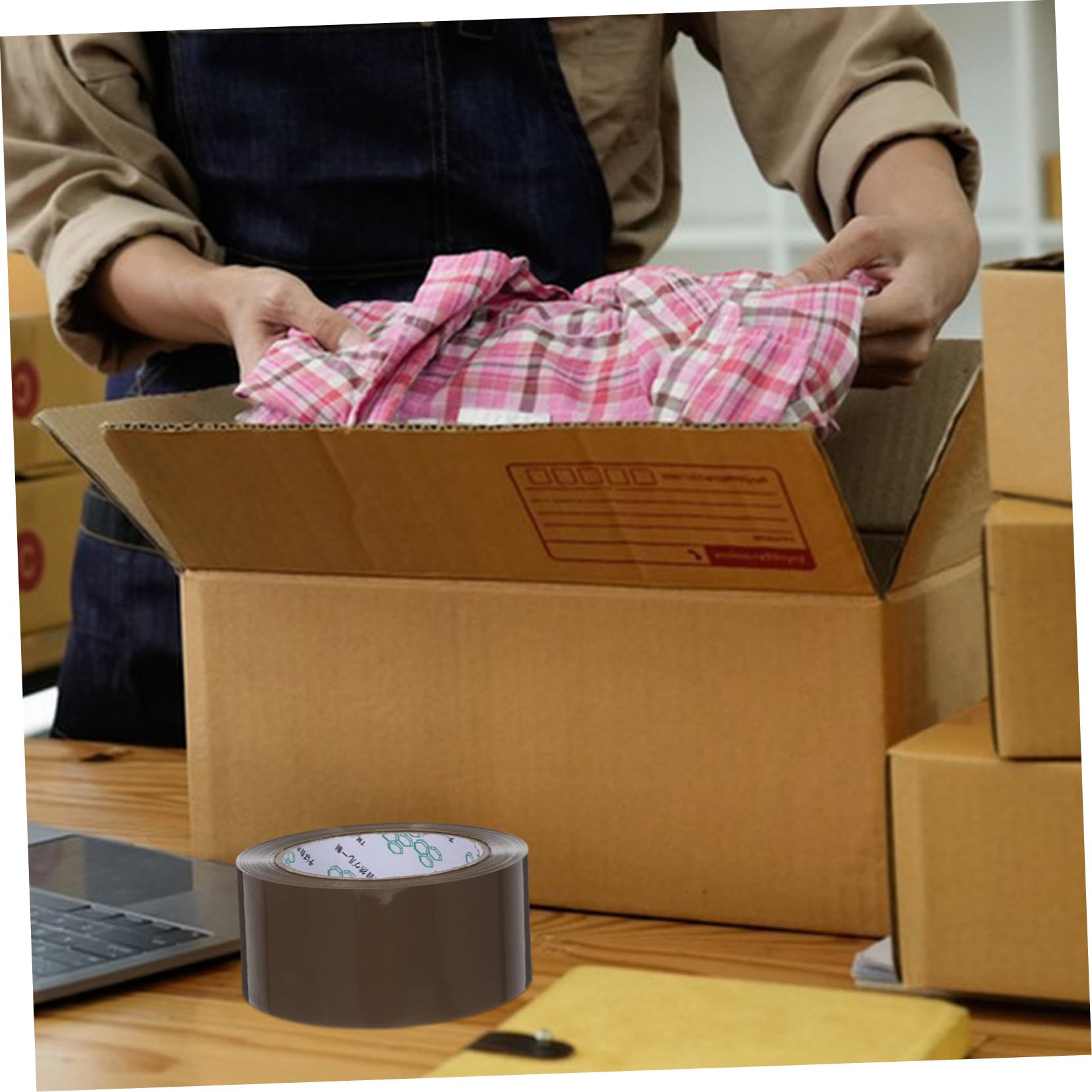 Verpackungsklebeband 5 Rollen 2 Zoll X 394 Yards Bopp | Braun, Stark Haftend und Vielseitig, für Industriellen Transport und Büro