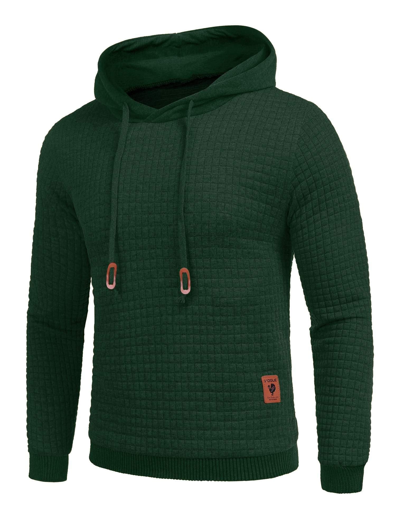 COOFANDY Felpa con Cappuccio da Uomo a Maniche Lunghe da Lavoro Pullover Jacquard a Quadri con Cappuccio
