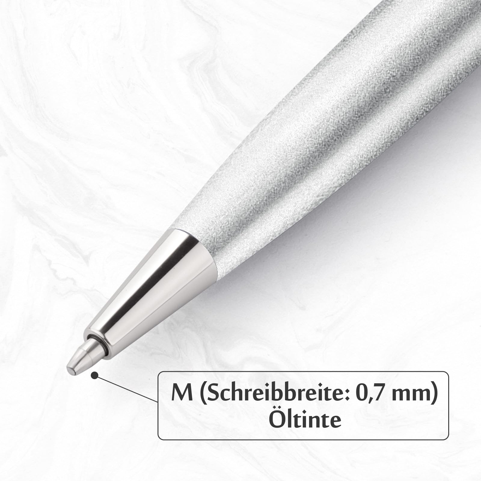 200 stück Kugelschreiber,Geschenke für männer,Ballpoint Pen,Ergonomische Schreibstifte Set,Drehkugelschreiber,Silber Kugelschreiber mit Blau Mine