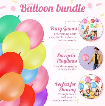 Chennyfun 50 x Large Punch Balloons for Kids, Vibrant Party Balloon for Kid, Ideal Party Bag Fillers for Kids' Birthday Party, Graduation, Fun Children’s Party Ideas - Thick & Strong - Easy to Inflate