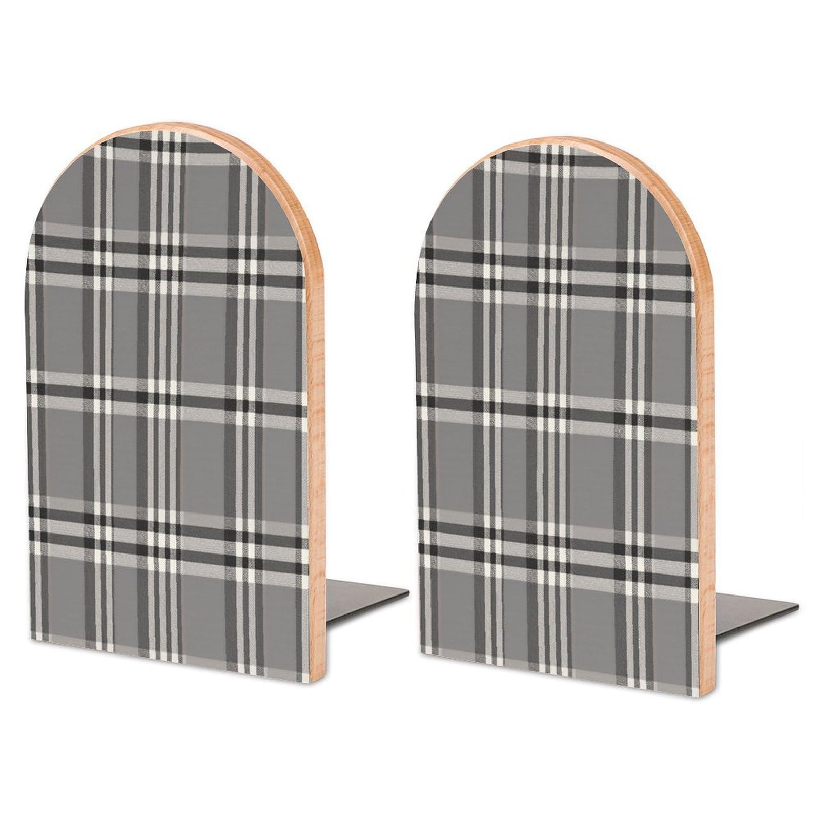 Sujetalibros de madera con base de metal para estanterías estables sin deslizamientos