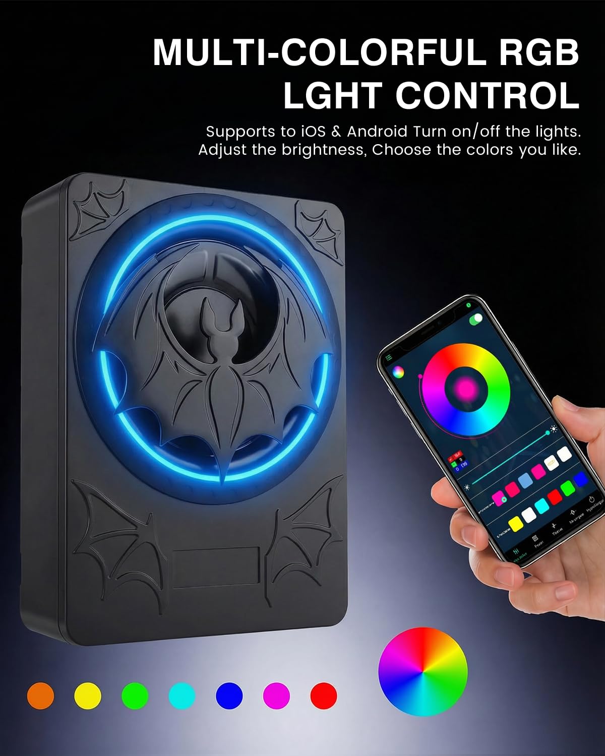 Subwoofer Activo para Coche, Que se Puede Instalar Debajo del Asiento, con una Potencia Máxima de 1200 Vatios, Amplificador Integrado y Luces Ambientales RGB Controlables a Través de Una Aplicación