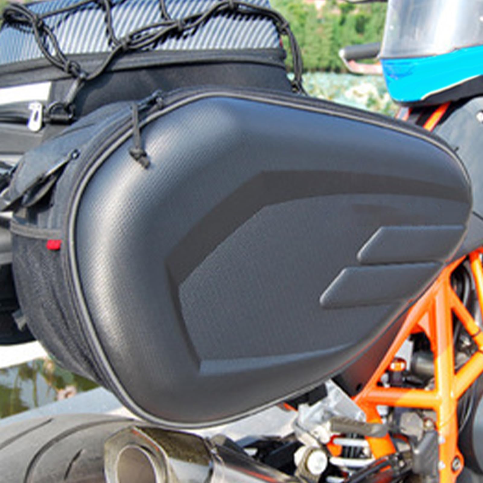 Maletín lateral de motocicleta, bolsa de sillín de motocicleta genérica | bolsa de almacenamiento extensible para cuero de la PU, bolsa de equipaje impermeable, bolsa trasera de gran capacidad, 2