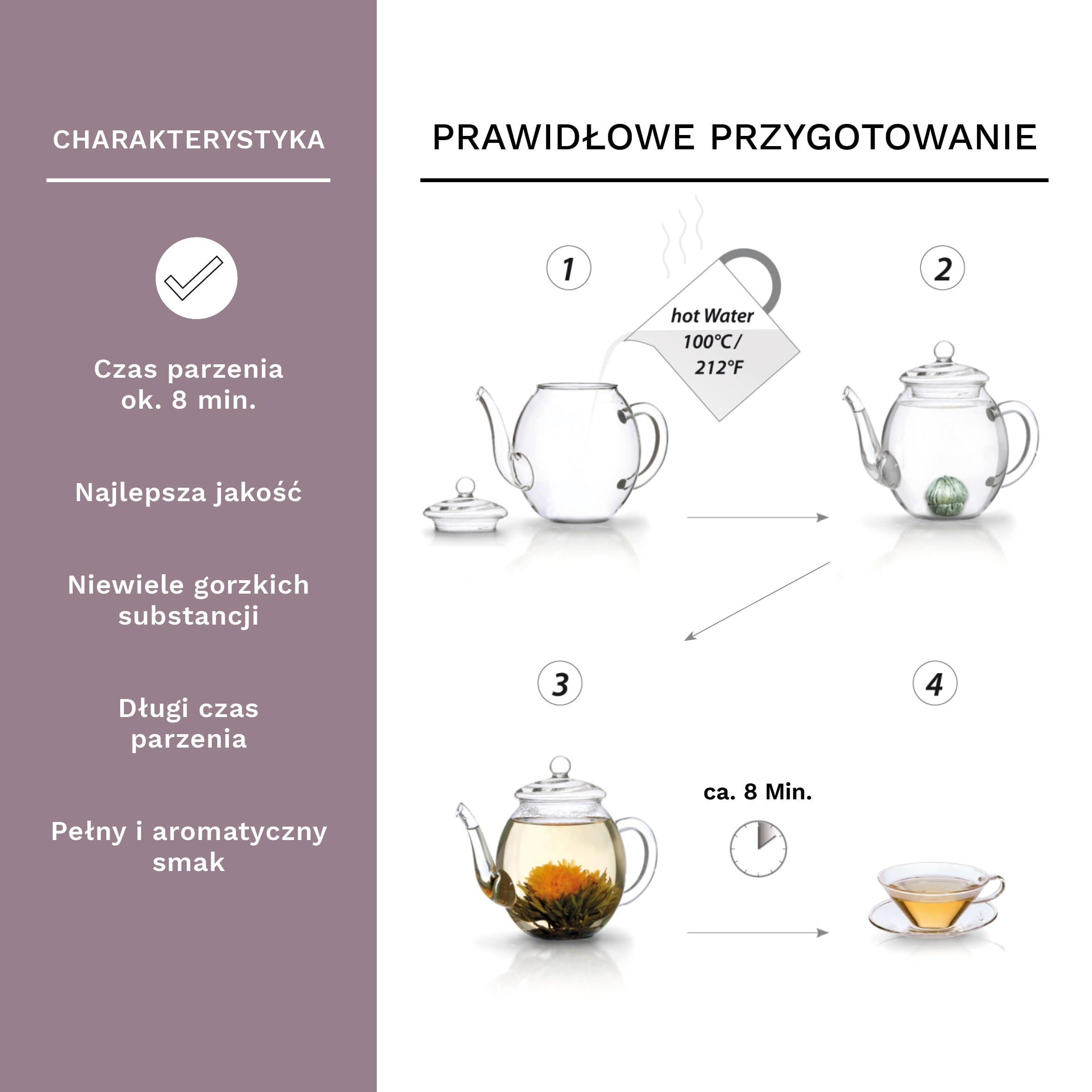 Creano „Flowering Tea” – herbata kwitnąca, pudełko prezentowe, 6x czarna
