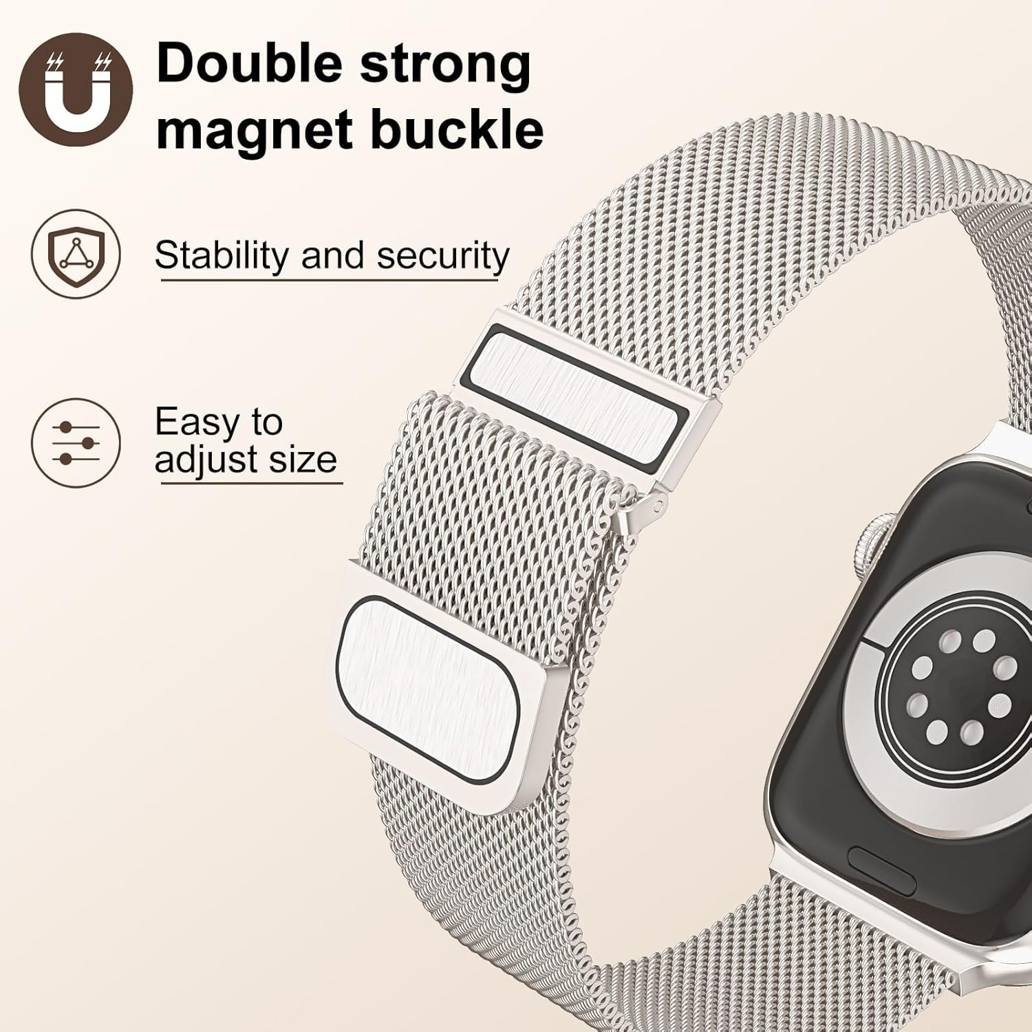 Cinturino Metallo Compatibile con Cinturino Apple Watch 44mm 40mm 41mm 42mm 45mm 46mm 49mm 38mm Donna Uomo, Aggiornato per iWatch Serie 11 10 9 8 7 6 5 4 3 2 1Ultra SE 3 2 1 con Doppio Magnetico