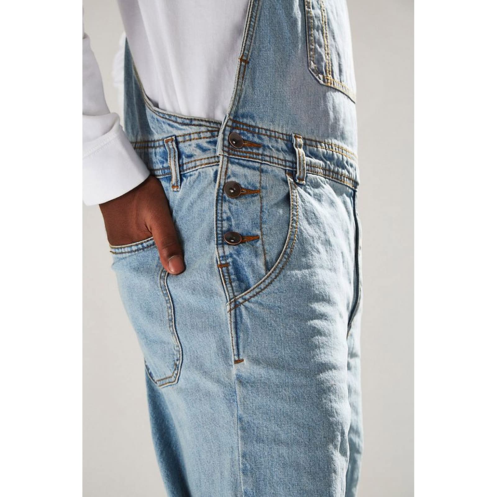 Peto con Peto y Tirantes para Hombre Stonewash Monos clásicos Ropa de Trabajo Estudiante S - 3XL
