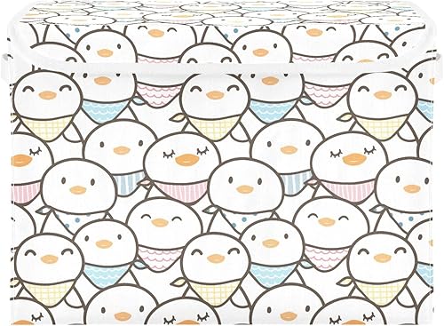 Miniatura 7 de Cute Cartoon Ducks Doodle Storage Containers With Lids Foldable Closet Storage Quart Plastic Storage for Office Supplies Home Decor