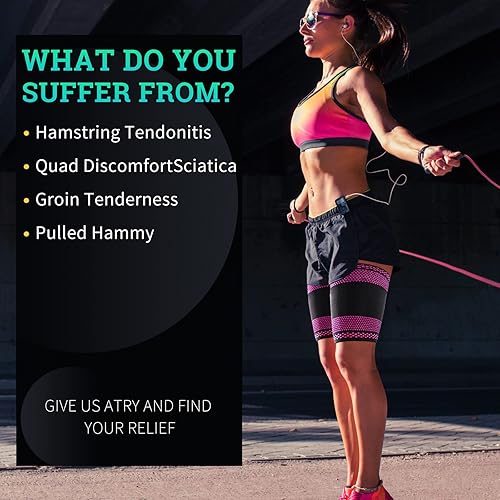 Miniatura 2 de ABYON Mangas de apoyo de compresión para muslos (1 par), soporte para muslo, elástico transpirable para aliviar el dolor de los cuádriceps, mangas