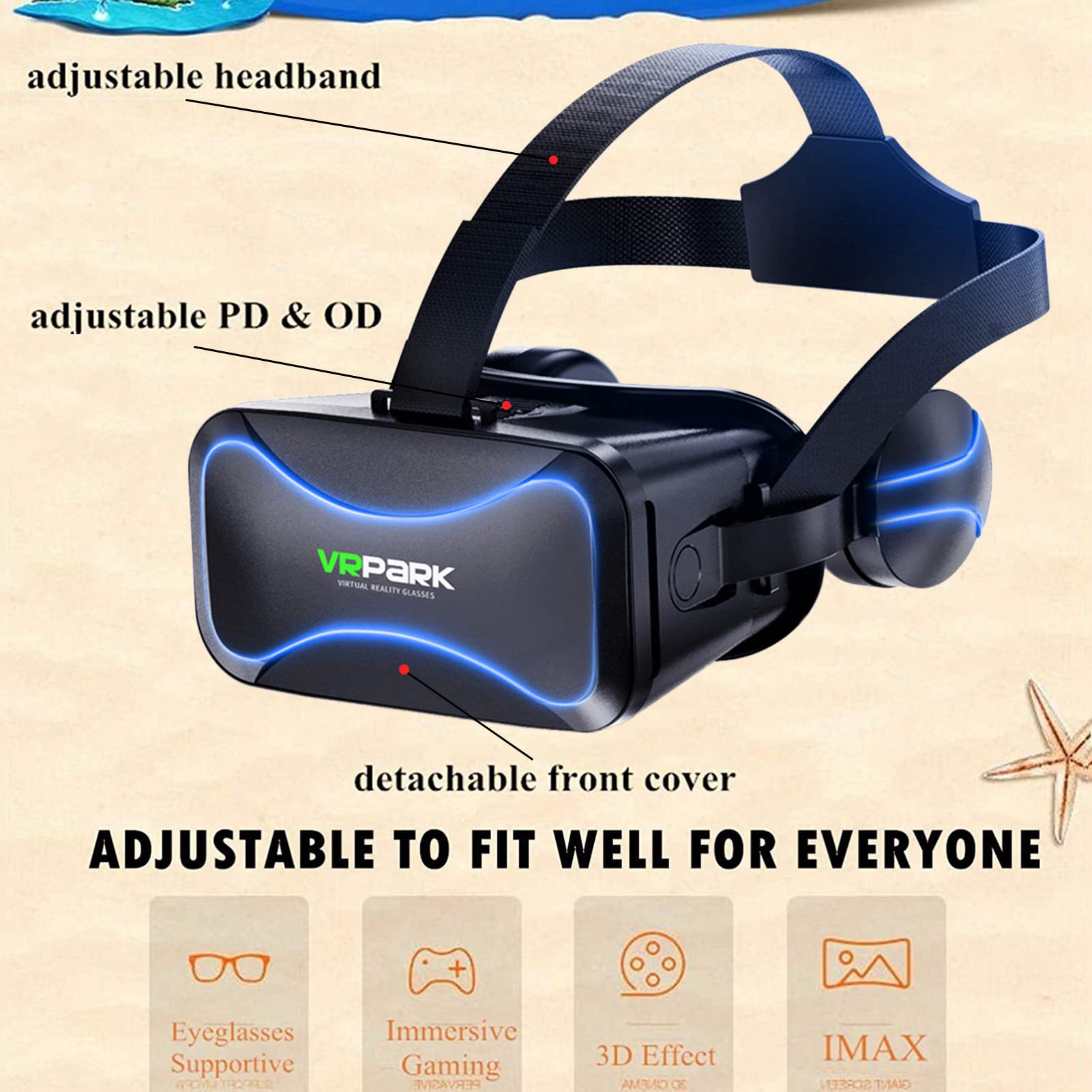 Gafas VR para niños, Gafas Inteligentes VR con Gamepad, Gafas Realidad Virtual Regalo Gafas para niños y Adultos para experimentar la Realidad Virtual