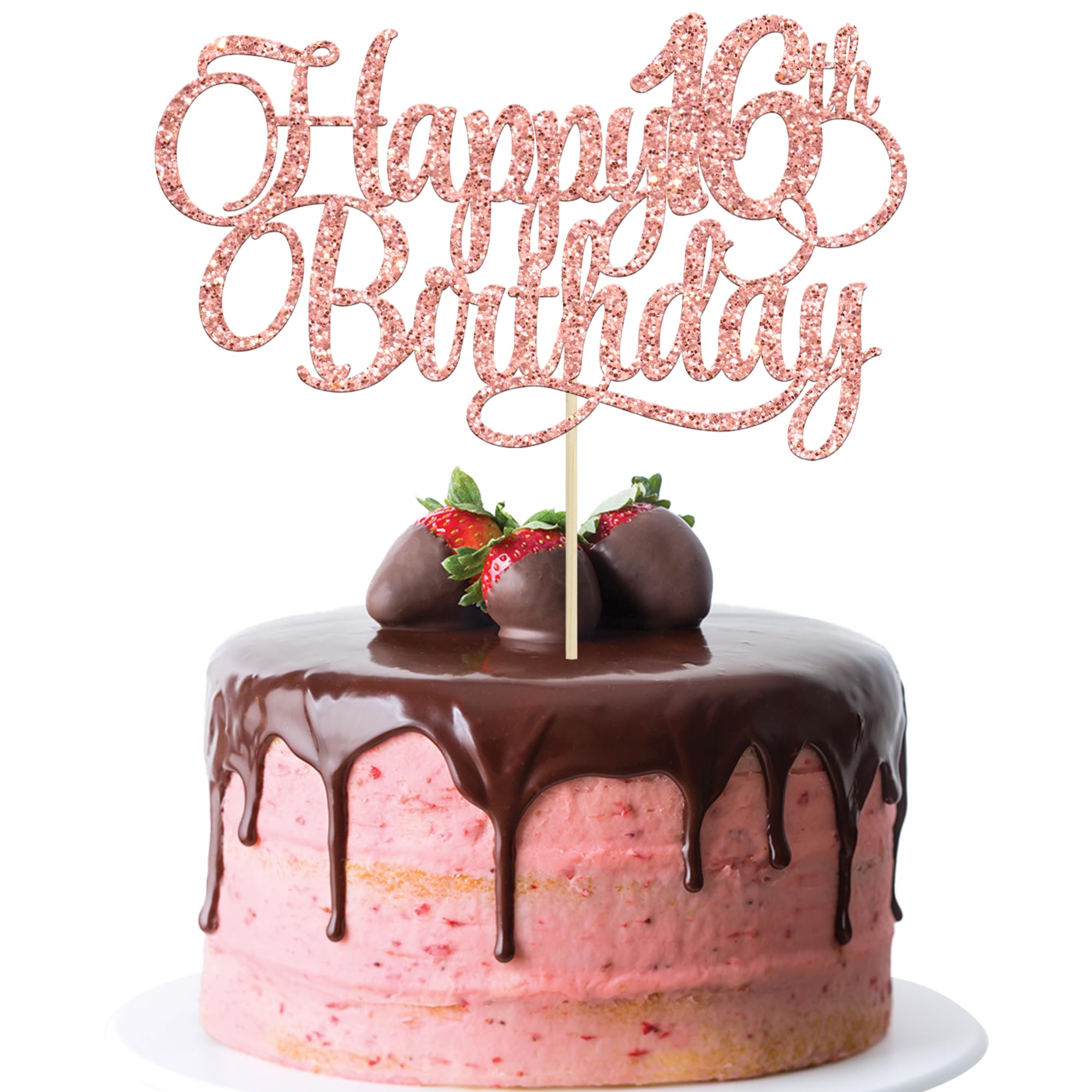 1 Pack Happy 16th Birthday Cake Topper Glitter Number 16 Sixteen Years Old Birthday Cake Pick Decoration for 16th Birthday Celebrating Anniversary