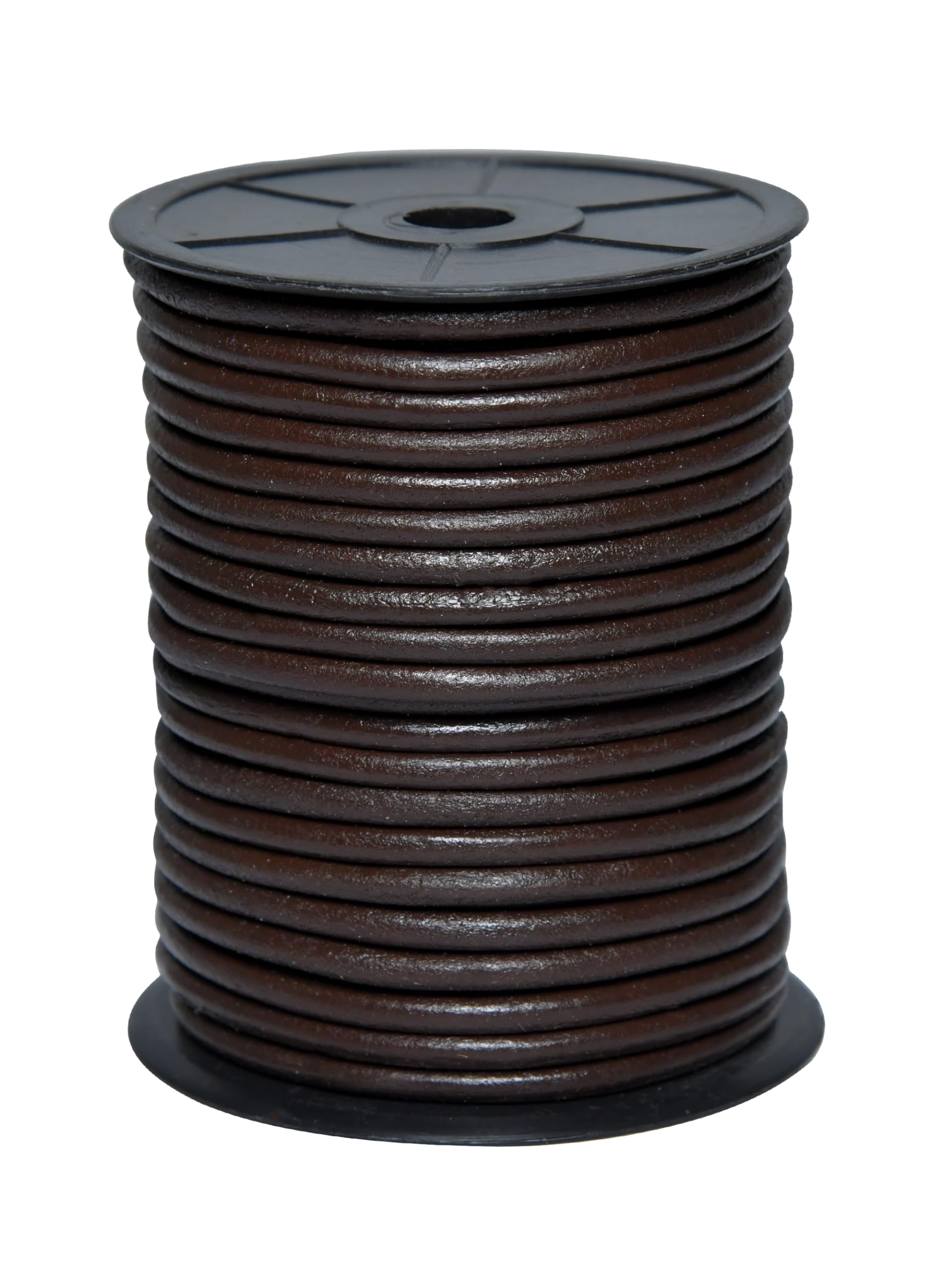 Cords Essentials Round Leather String Cord 5mm Dark Brown 5.5 Yards, 5.0 mm