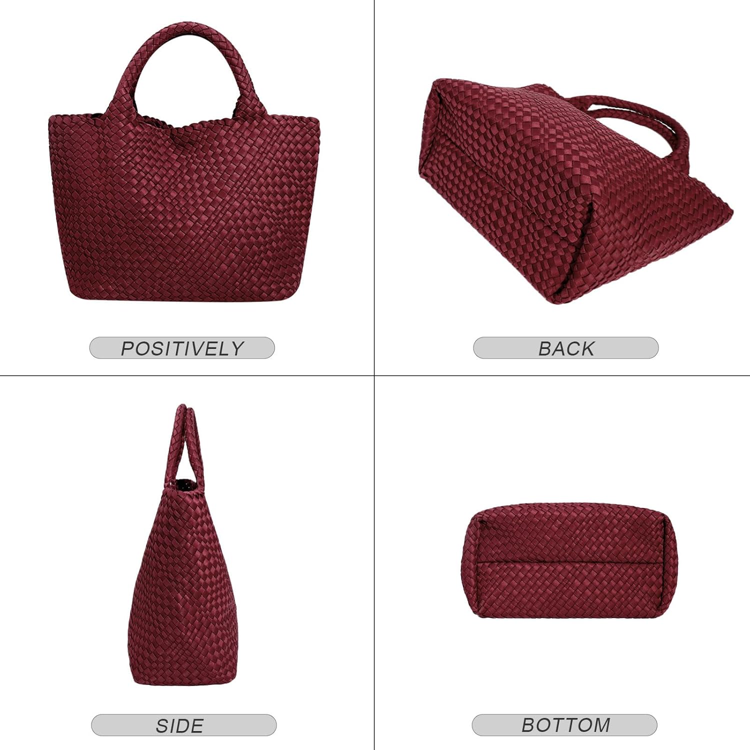 Large Woven Purse for Women, Neoprene Top-handle Shoulder Bag, Braided Handbags and Purses, Travel Hobo Tote Bags - Image 4