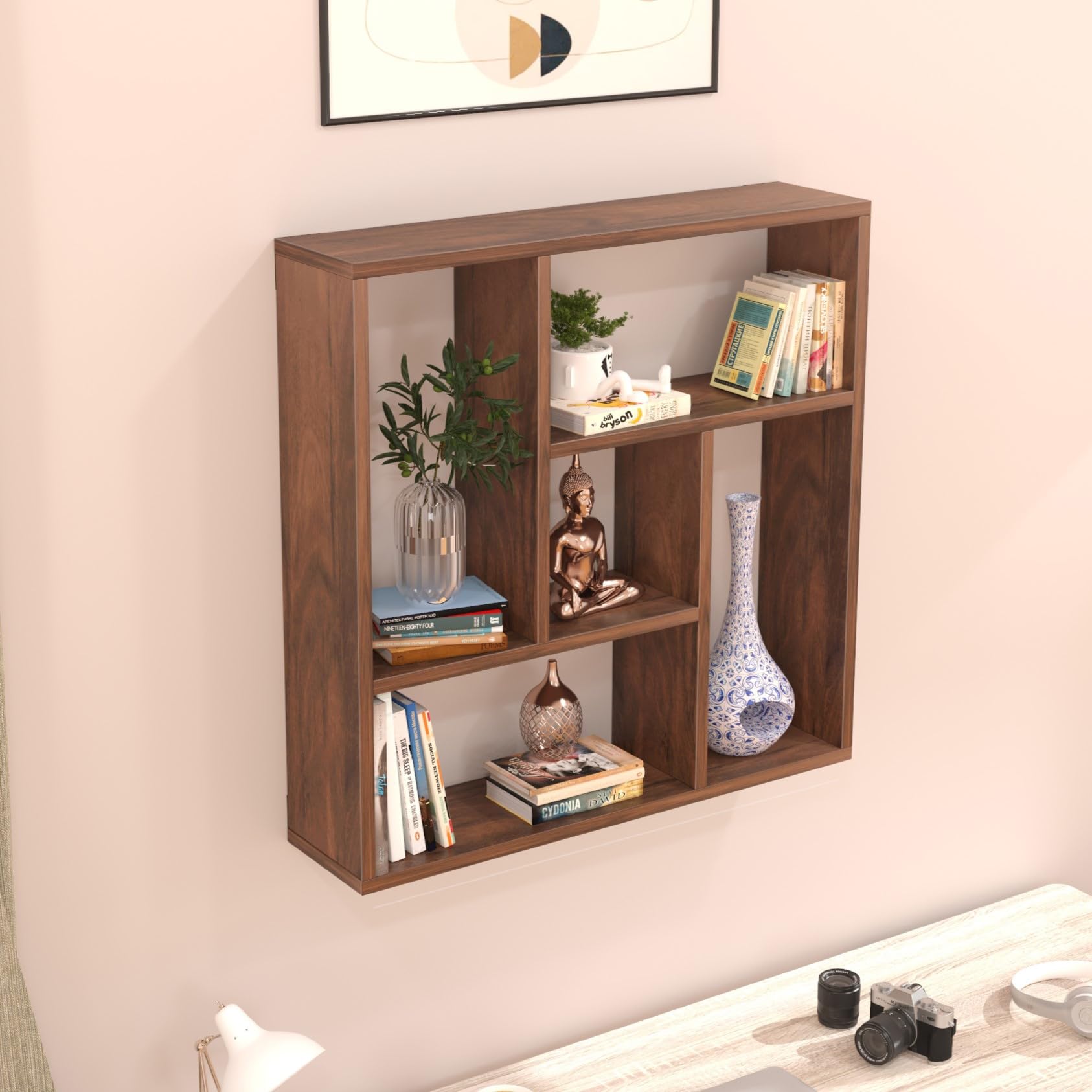 BLUEWUD Skybox Engineered Wood Wall Decor Floating Shelf Display Rack Decorative Hall Décor for Living Room Home Furniture (Wenge) (B0CLRKHV1Q) Amazon Price History, Amazon Price Tracker