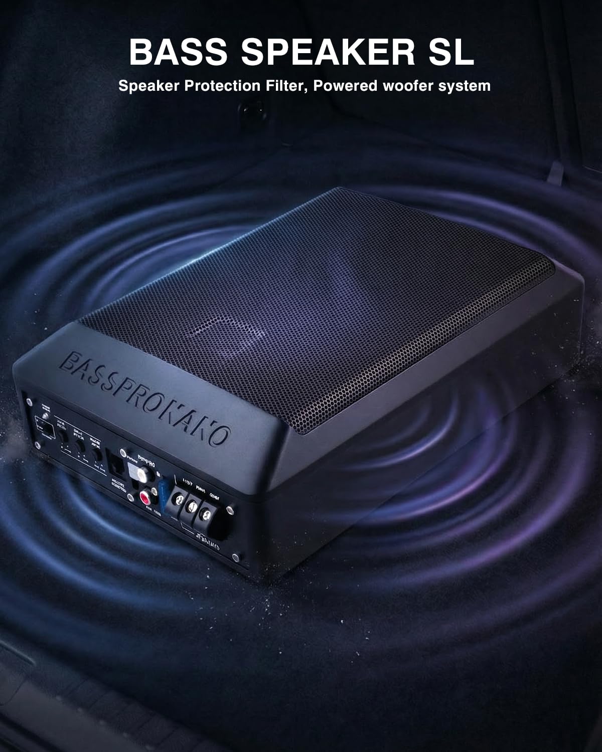 Caisson de Basse pour Voiture, Subwoofer Alimenté sous Le siège Ultra, Puissance Maximale de 1000W, Amplificateur Audio Intégré, Son Surround Stéréo, Subwoofer Compact de 10 Pouces, Noir