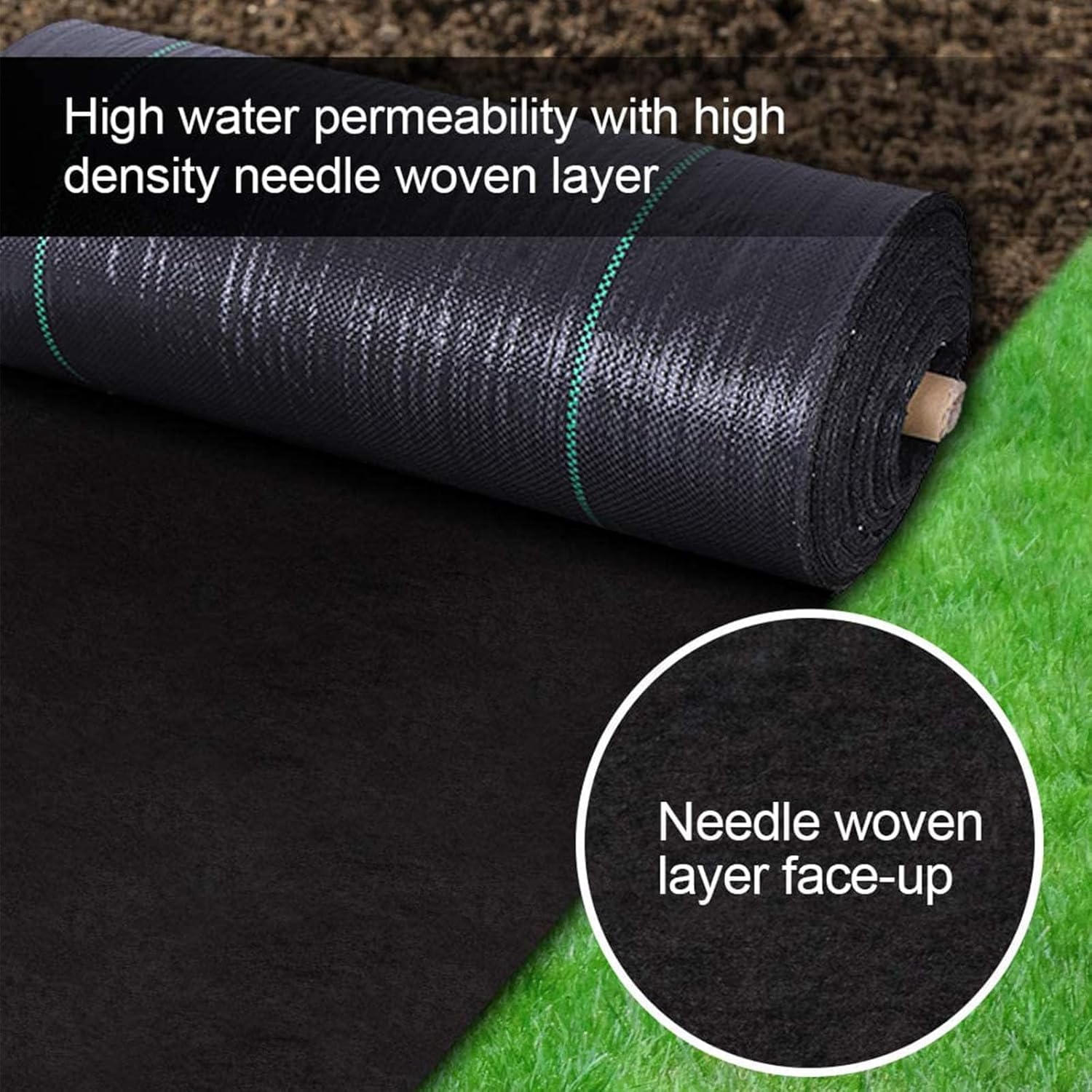 Malla Antihierbas 2m x 100m, 90 g/m² Malla contra Malas Hierbas, Tela Antihierbas, Geotextil, Protección césped Artificial, Lona antimalezas jardín, Anti-UV, Negro