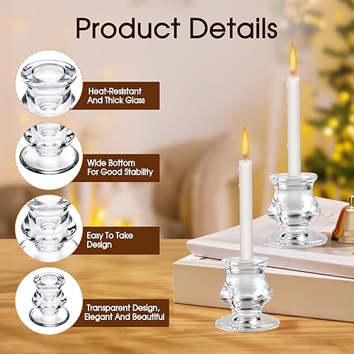 Miniatura 4 de 12 portavelas a granel, portavelas cónicos transparentes, portavelas de vidrio grueso para centro de mesa, boda, decoración de festivales, fiesta