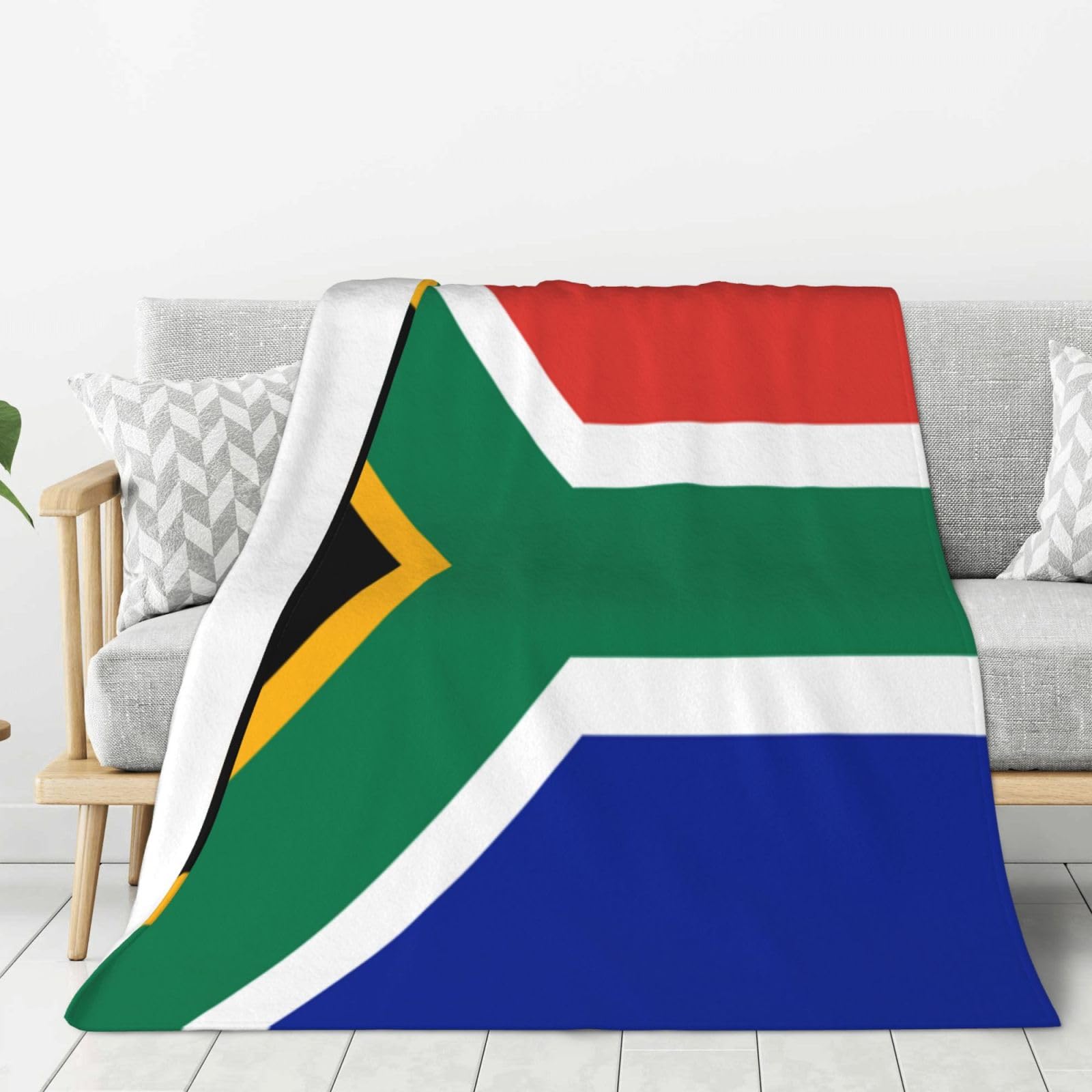 Augustrush Flannel Blanket 80x60in, South Africa flag Throw Blanket, Soft, Plush, Anti-Pilling, Lightweight & Warm Throws for Bed, Couch, Sofa, Camping Home, Travel