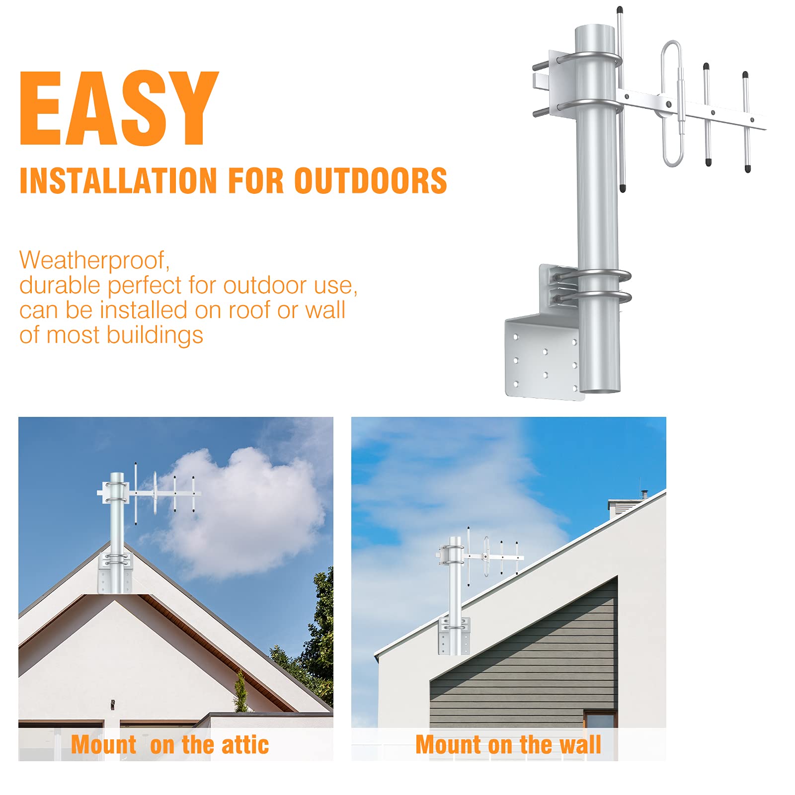 Buy Antenna Pole Mount for Outdoor, Upgraded 14 Inch Antenna Mast Pole