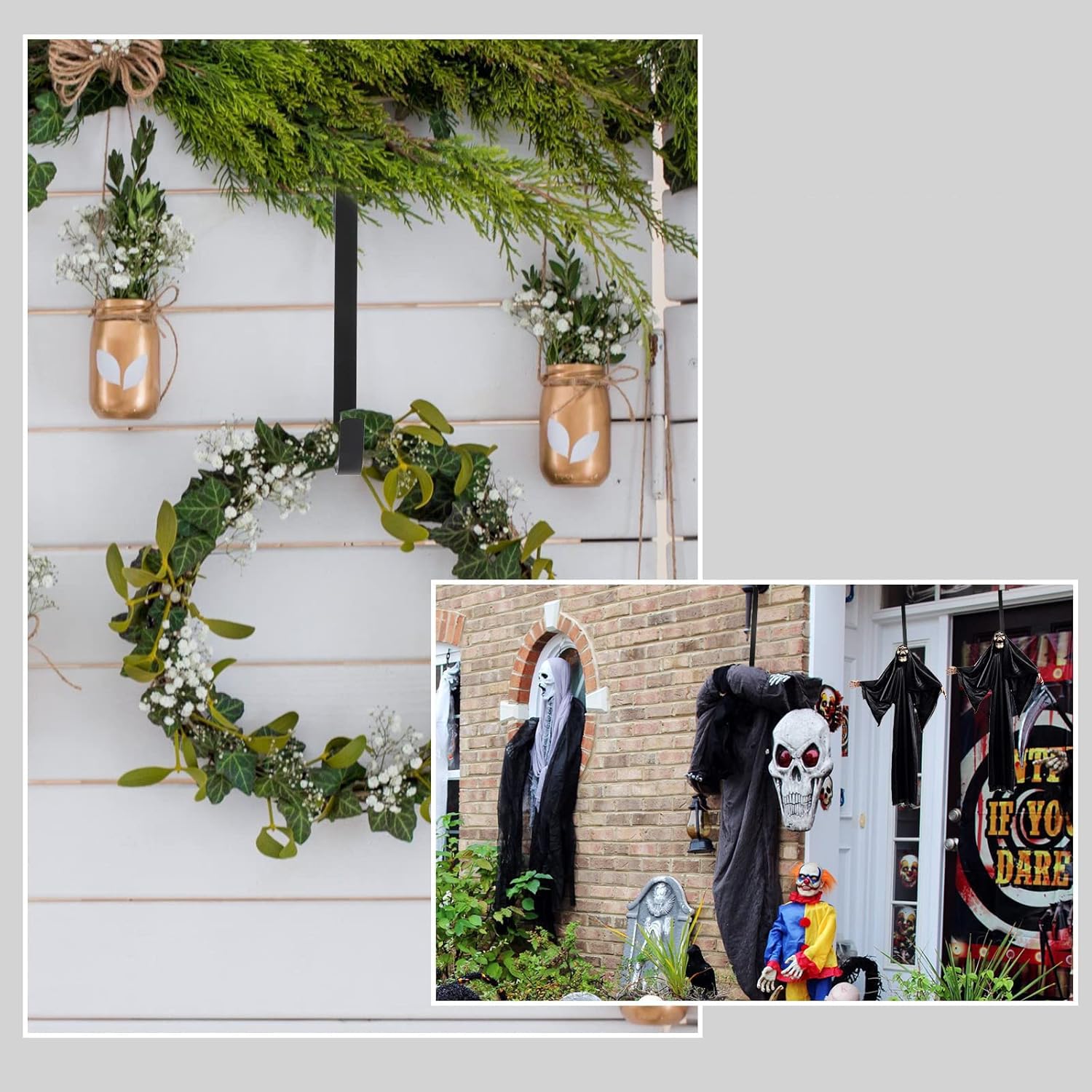 ASOPFYUM Christmas Wreath Door Hanger (12 in/30cm), 2 Pack Wreath Hanger for Front Door Metal Hook - Image 3