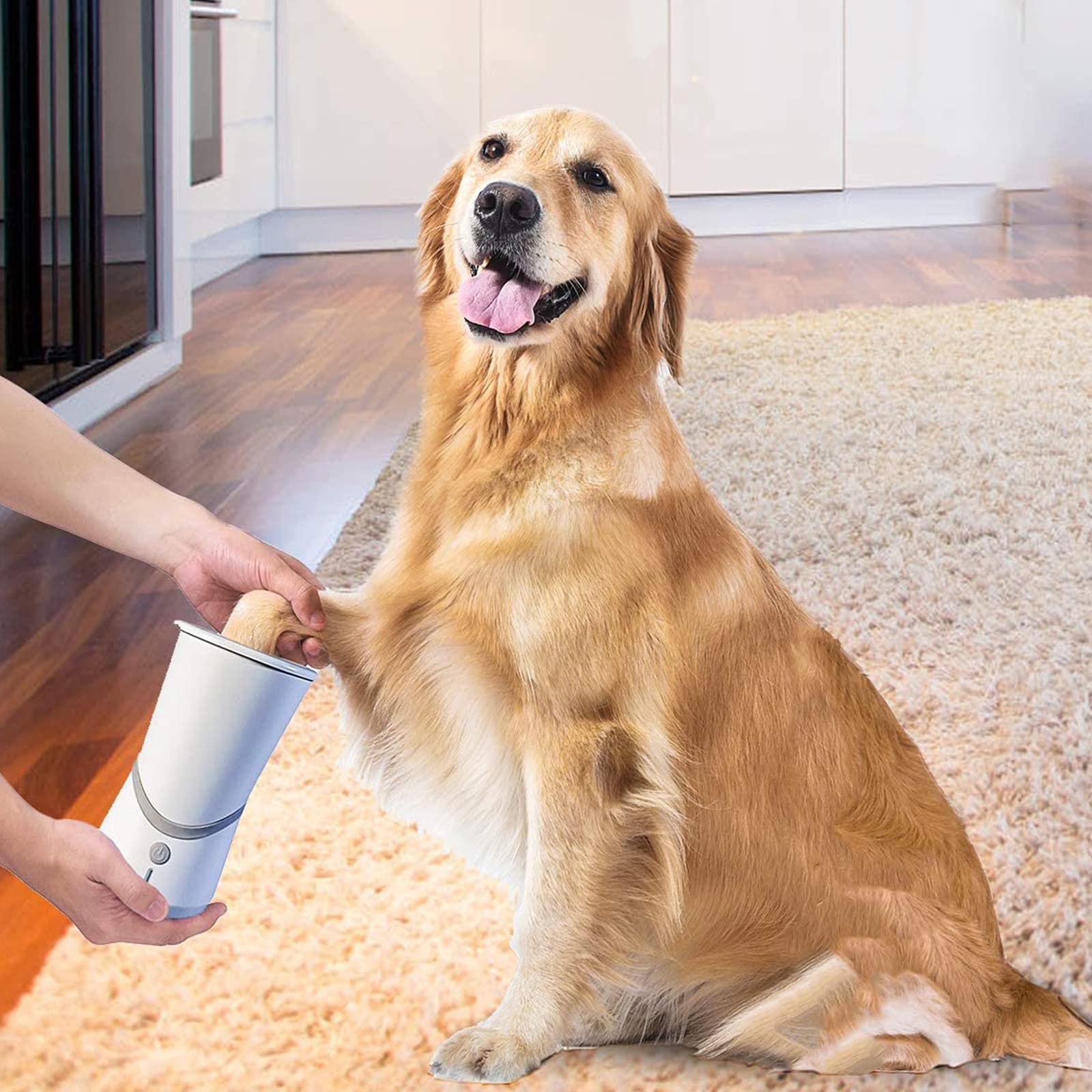 Nettoyeur de pattes pour chien, Brosse de nettoyage des pattes chien en silicone avec cordon USB et serviette for