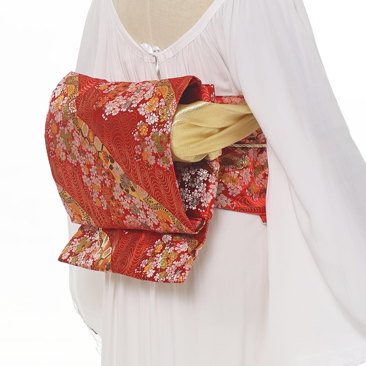 CAMDOMWomen's Japanese Kimono Taikoor Box Knot Obi Belt 4 Pcs Vintage Jacquard Cotton Waistband Yukata Robe Accessories