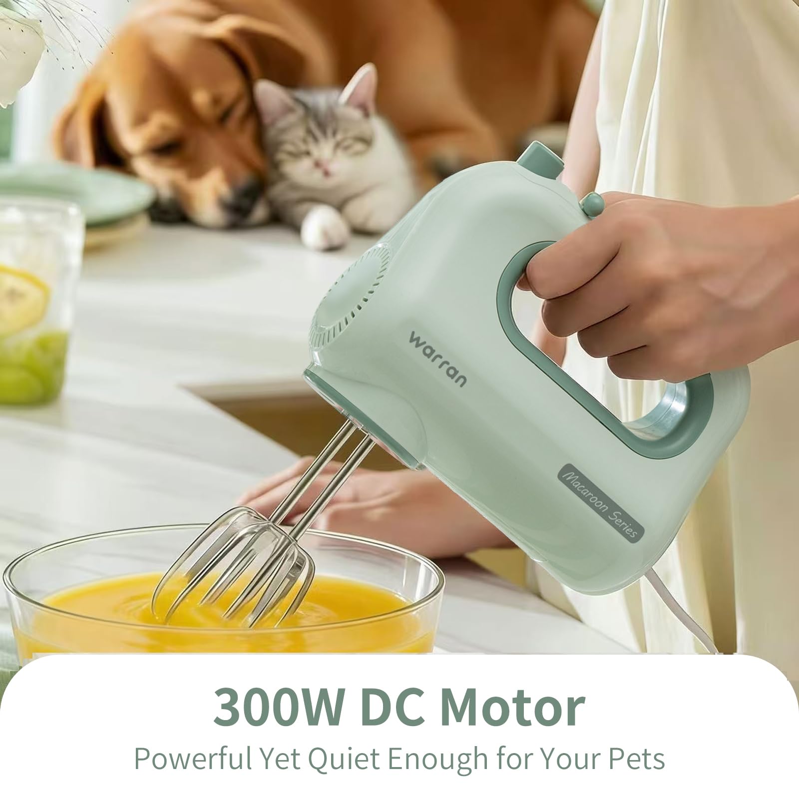 Frullatore elettrico piccolo e leggero con potente motore DC silenzioso per cuocere, torte, brownies, pasta biscotto, ideale per la cucina casalinga