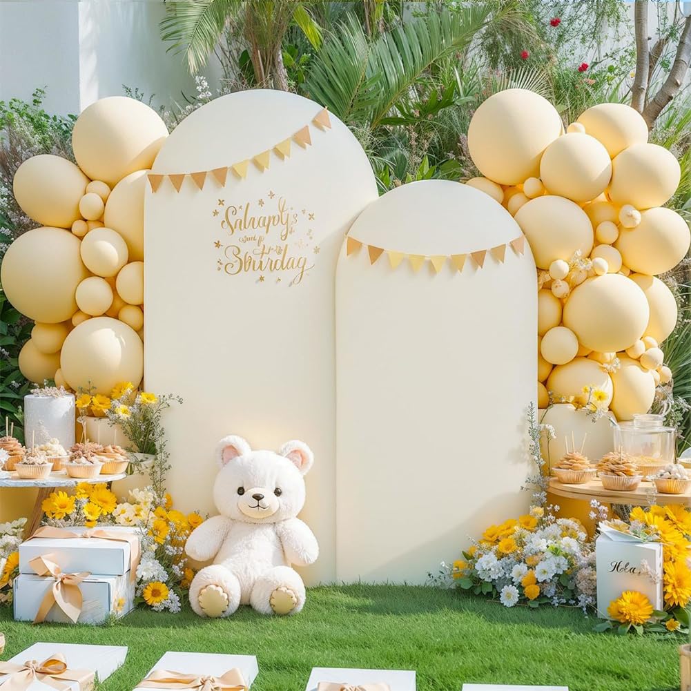 Lot de 3 housses pour arche de mariage, blanc, 180 cm, 200 cm, 220 cm, en élasthanne, housse de fond extensible pour mariages, fêtes d'anniversaire, baptêmes et banquets