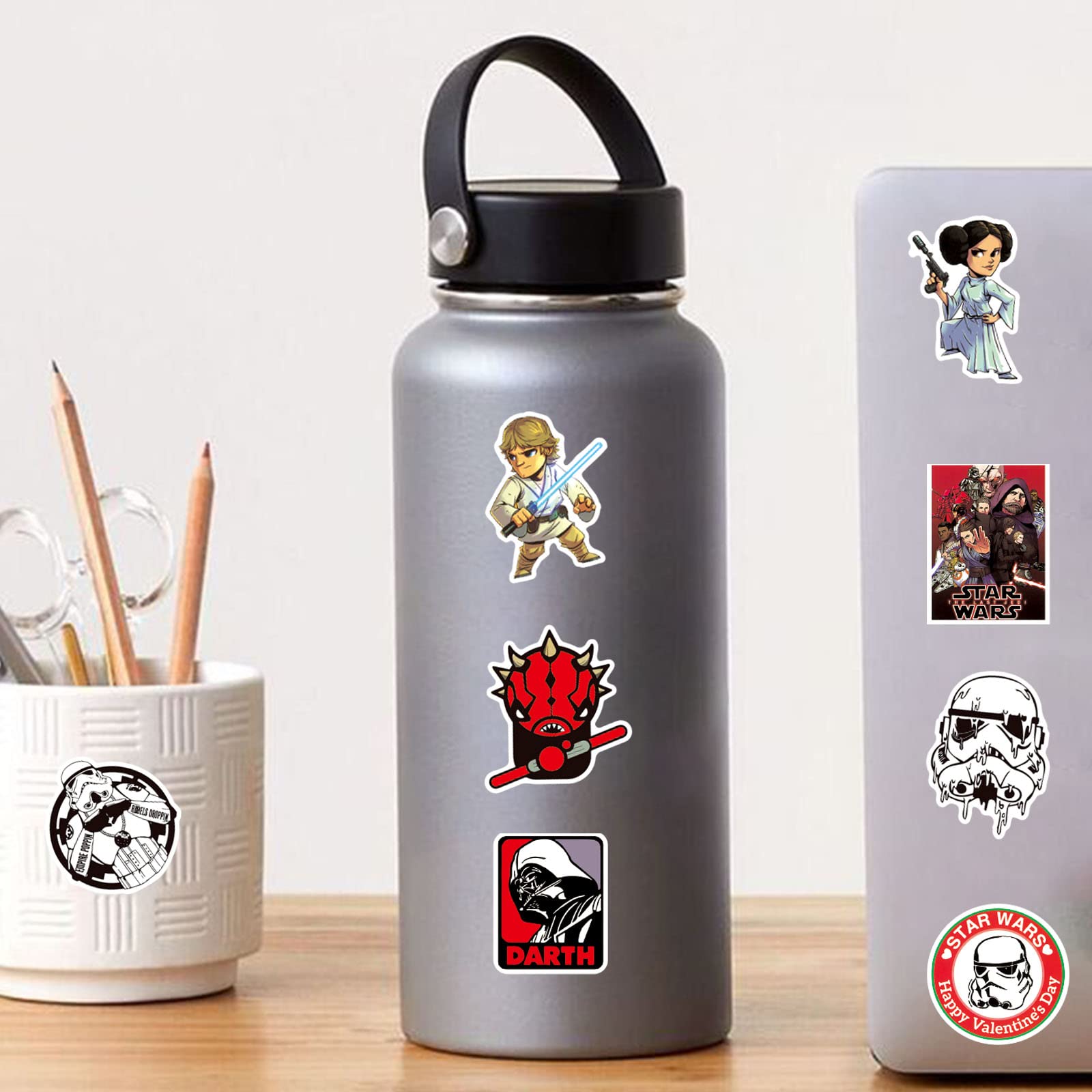 Adesivi 100 pezzi, adesivi Star Wars, decalcomanie graffiti in vinile impermeabile per laptop, skateboard, bici, moto, bambini e adolescenti