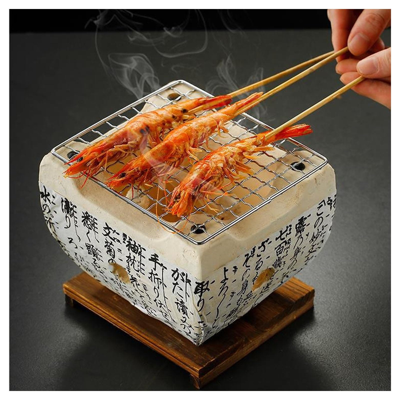 Poêle à barbecue de style japonais,barbecue portable Yakiniku Grill léger | Polyvalent Cuisine au charbon de bois, poêle à bois de camping plateau en bois for l'intérieur,le camping(11x11x10cm)