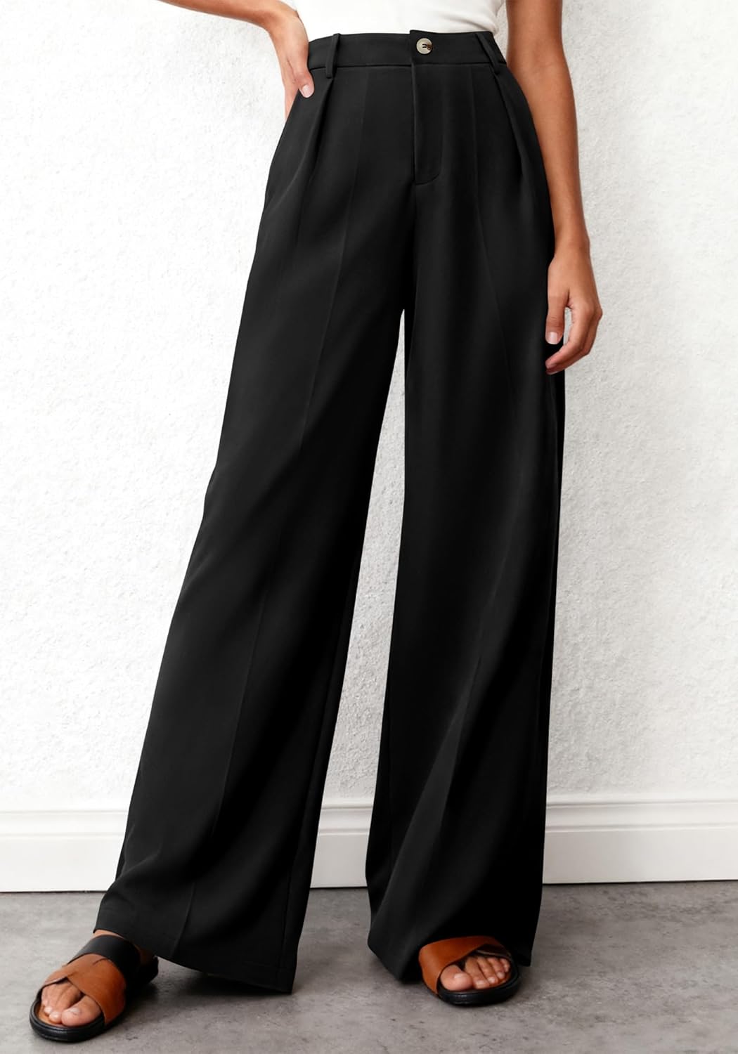 BTFBM Wide Leg Pants Woman 2026 High Waisted Button Business Casual Dressy Trousers Office Work Palazzo Pants Pockets - Image 2