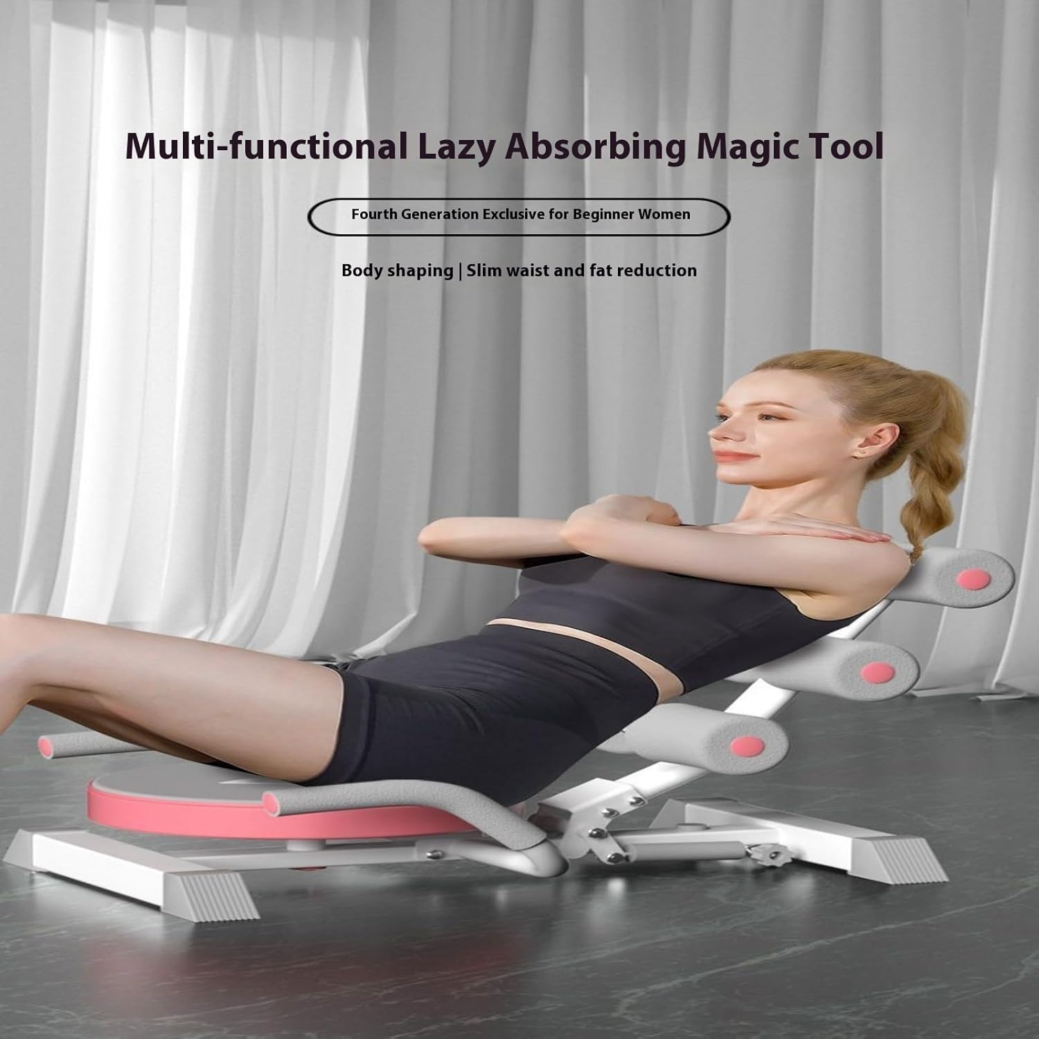 Multi Functional Abdominal Exercise Machine, Equipped with Thickened Springs, Used for Full Body Exercise, Reducing Abdominal Fat, Foldable, Male and Female Silent Home Fitness Equipment (pink-1)